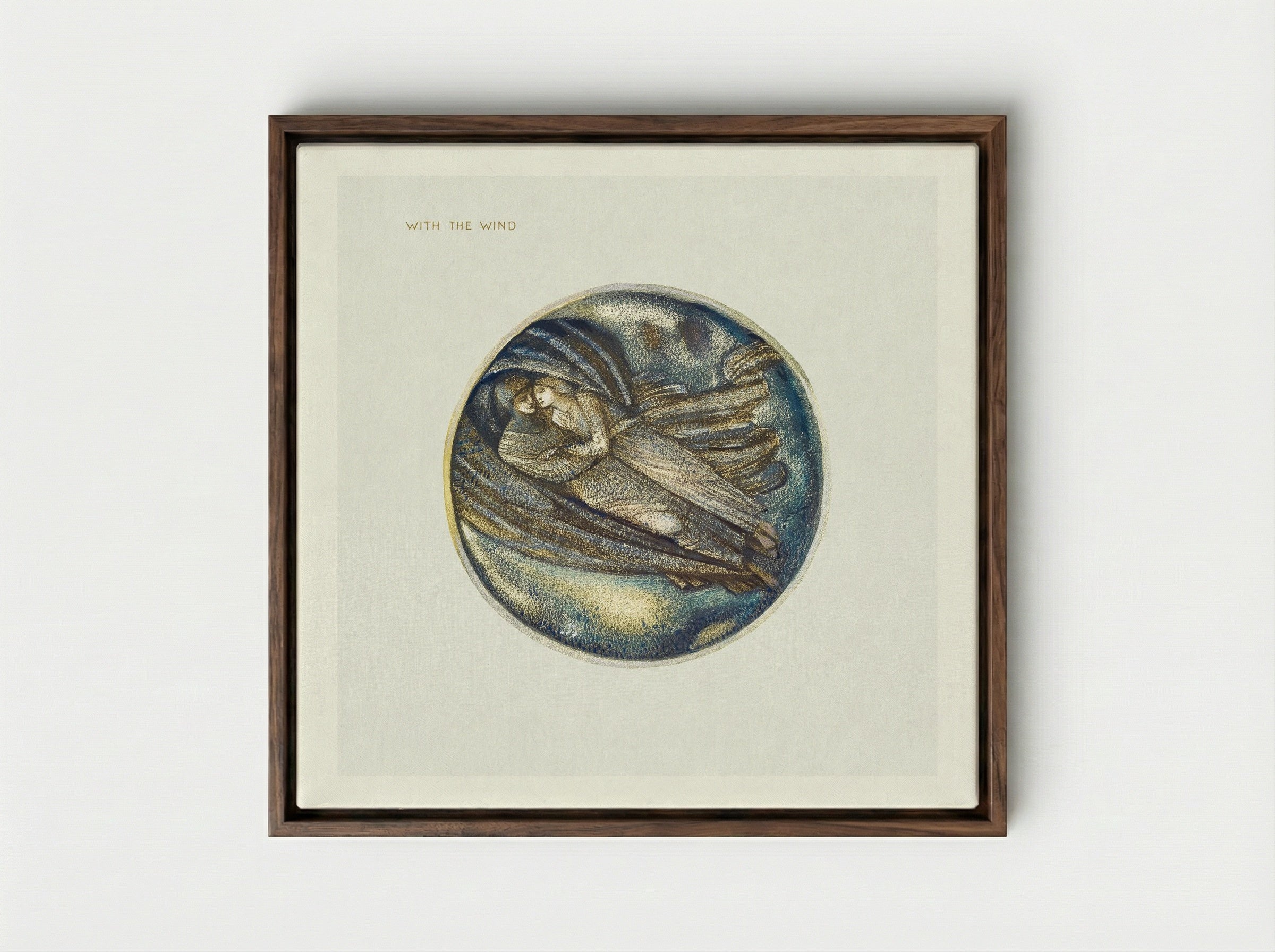 With the Wind, from The Flower Book - Edward Burne-Jones - Framed Canvas Dark Wood