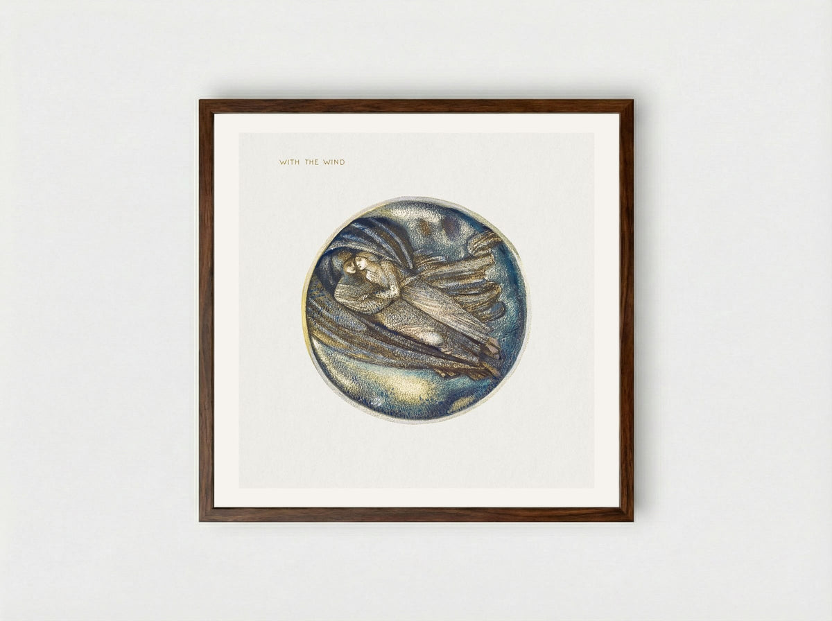 With the Wind, from The Flower Book - Edward Burne-Jones - Framed Print Dark Wood