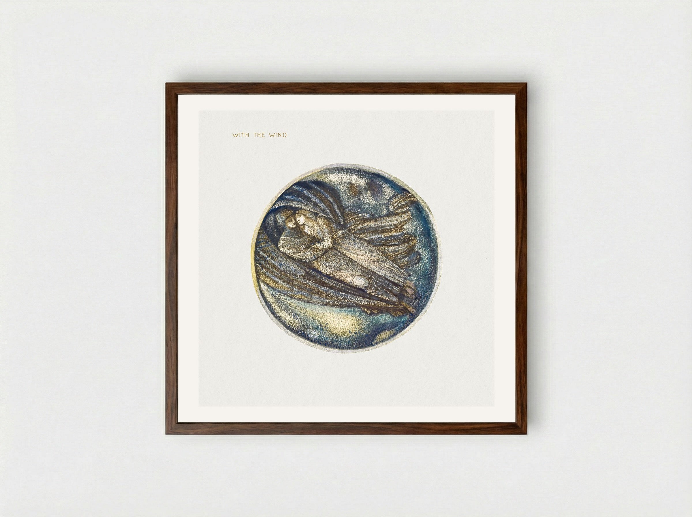 With the Wind, from The Flower Book - Edward Burne-Jones - Framed Print Dark Wood