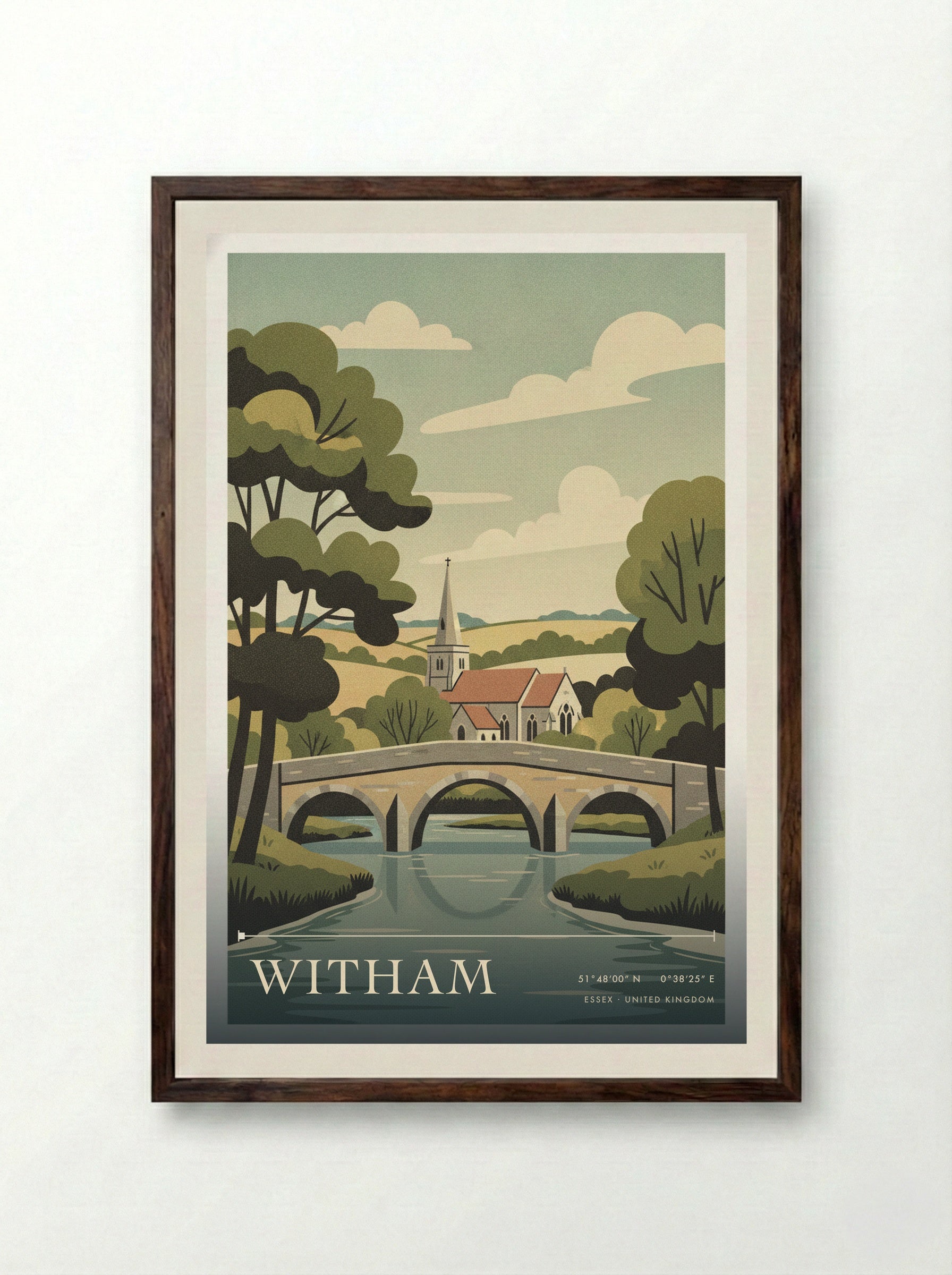Witham Essex United Kingdom Travel Poster - Framed Print Dark Wood
