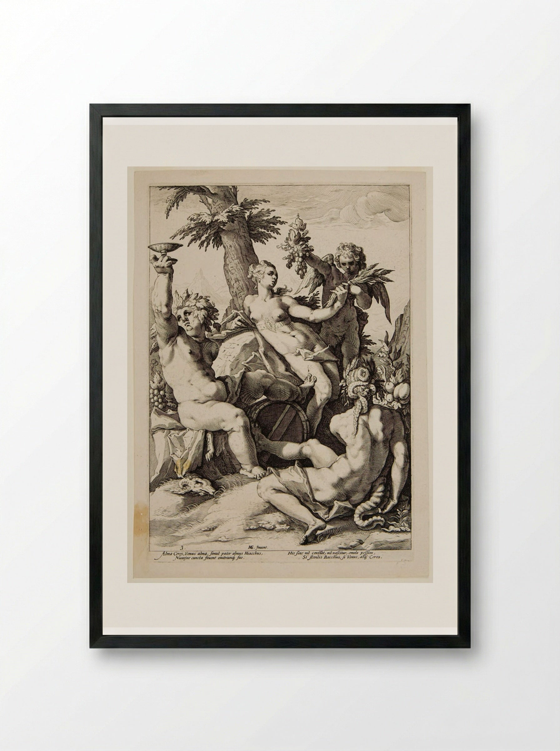Without Ceres and Bacchus, Venus Would Freeze - Jacob Matham - Framed Print Black