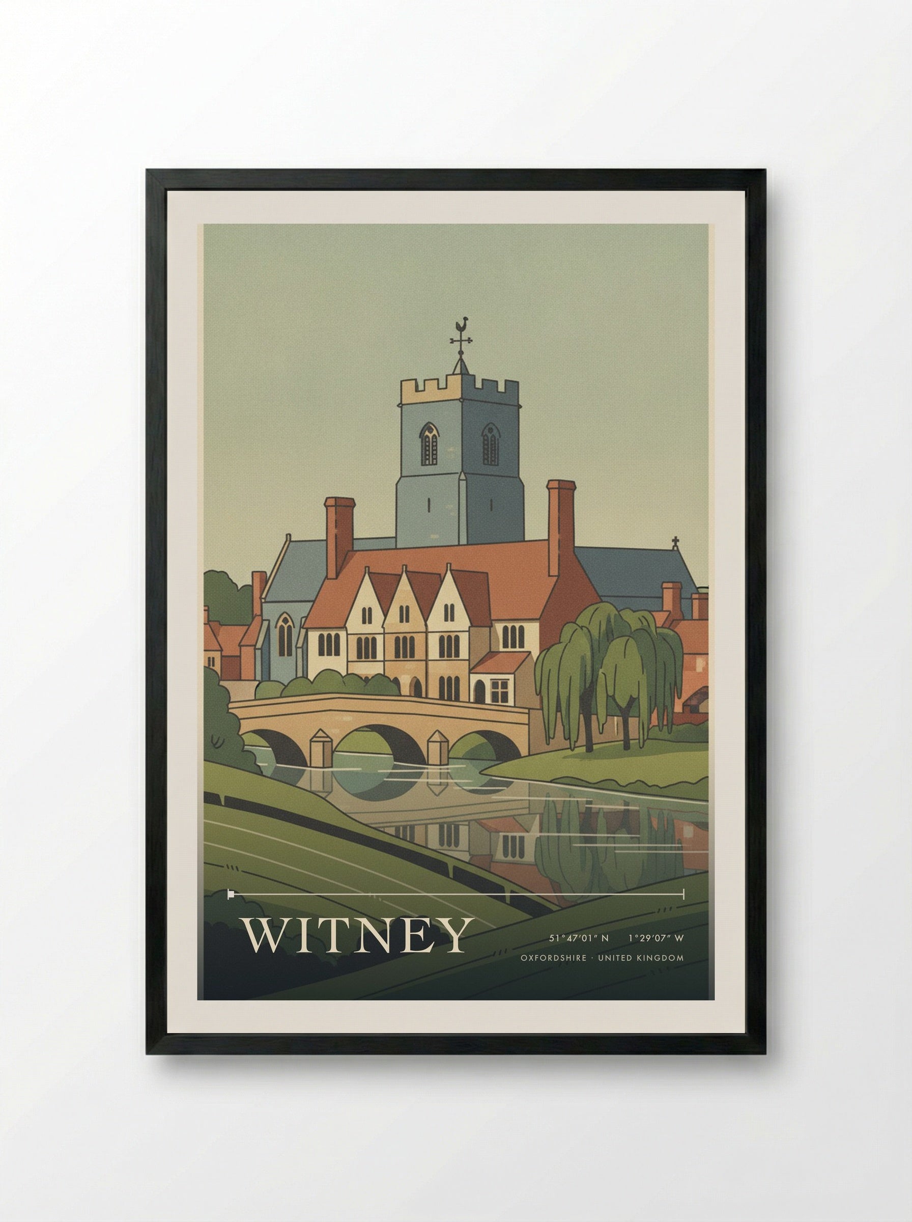 Witney Oxfordshire United Kingdom Travel Poster - Framed Print Black