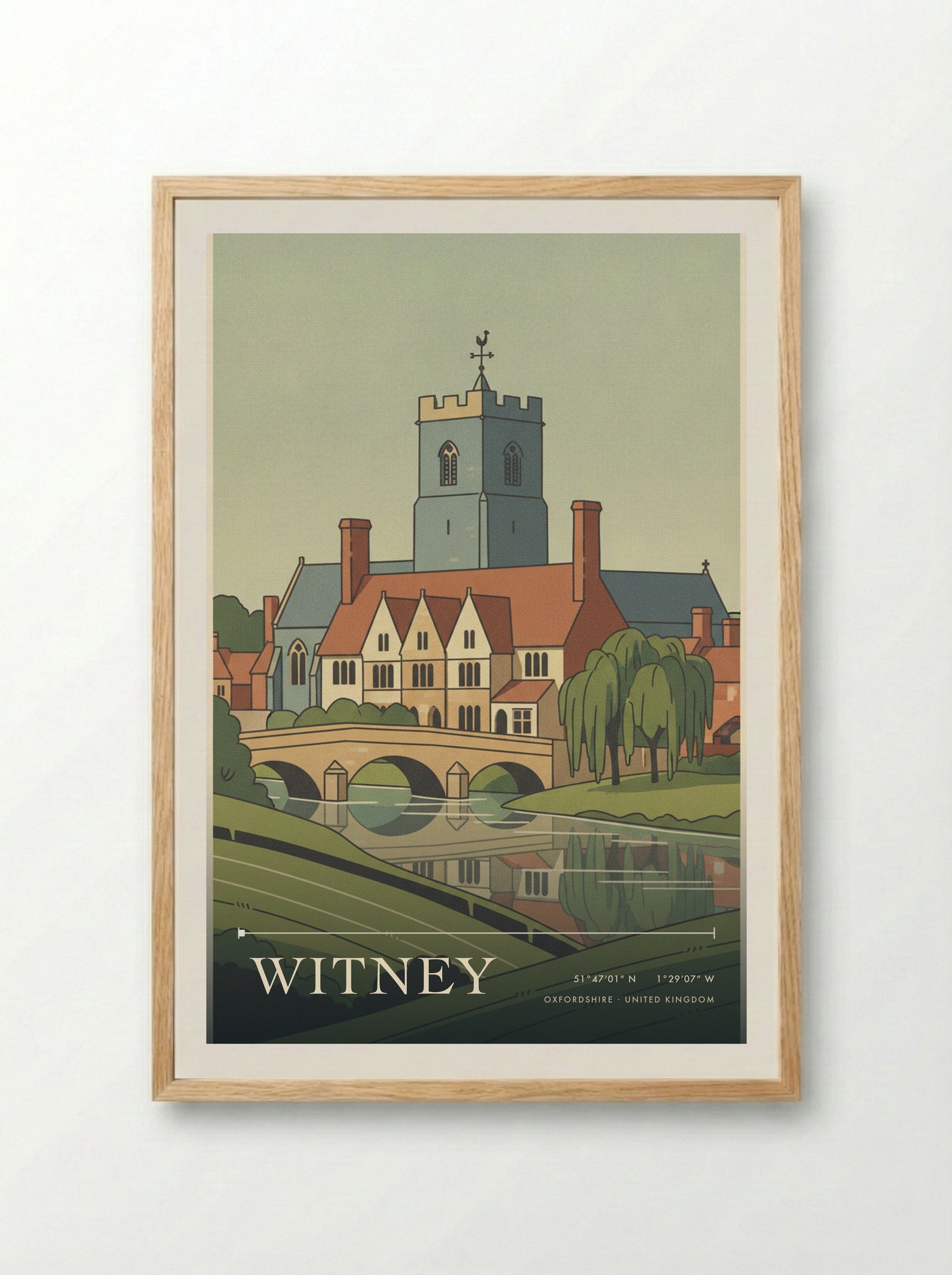 Witney Oxfordshire United Kingdom Travel Poster - Framed Print Wood