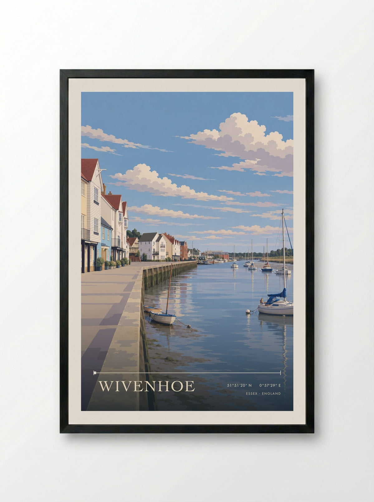 Wivenhoe, Essex | Travel Poster - Framed Print Black