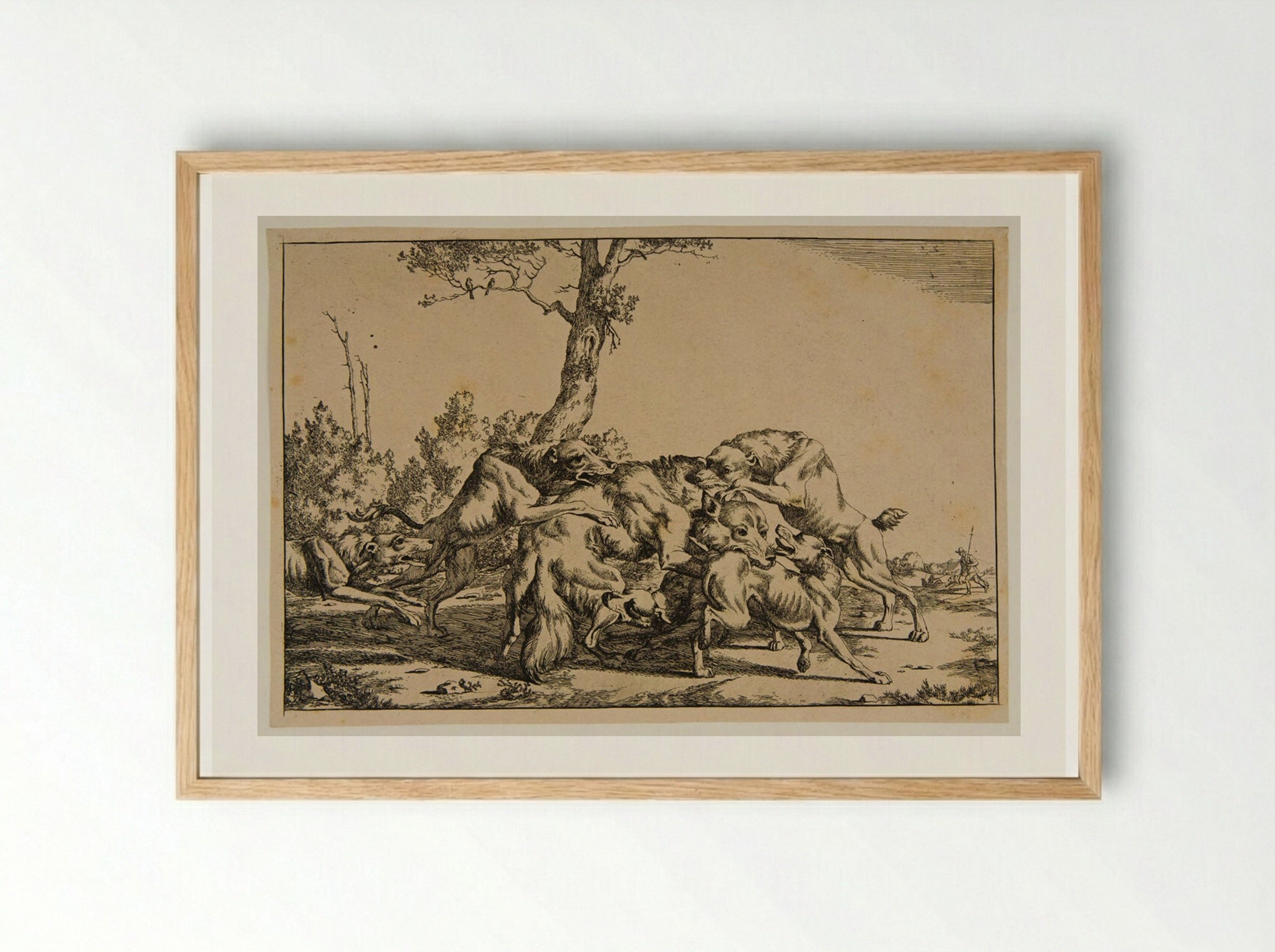 Wolf and Dogs - Marcus de Bye - Framed Print Wood