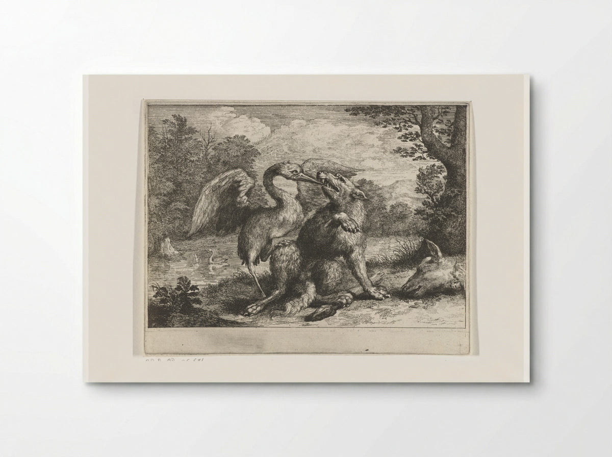 Wolf en kraanvogel - Abraham Bloteling - Poster