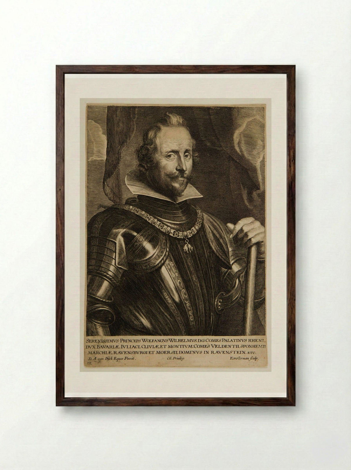 Wolfgang Wilhelm, Count Palatine of the Rhine - Lucas Vorsterman I - Framed Print Dark Wood