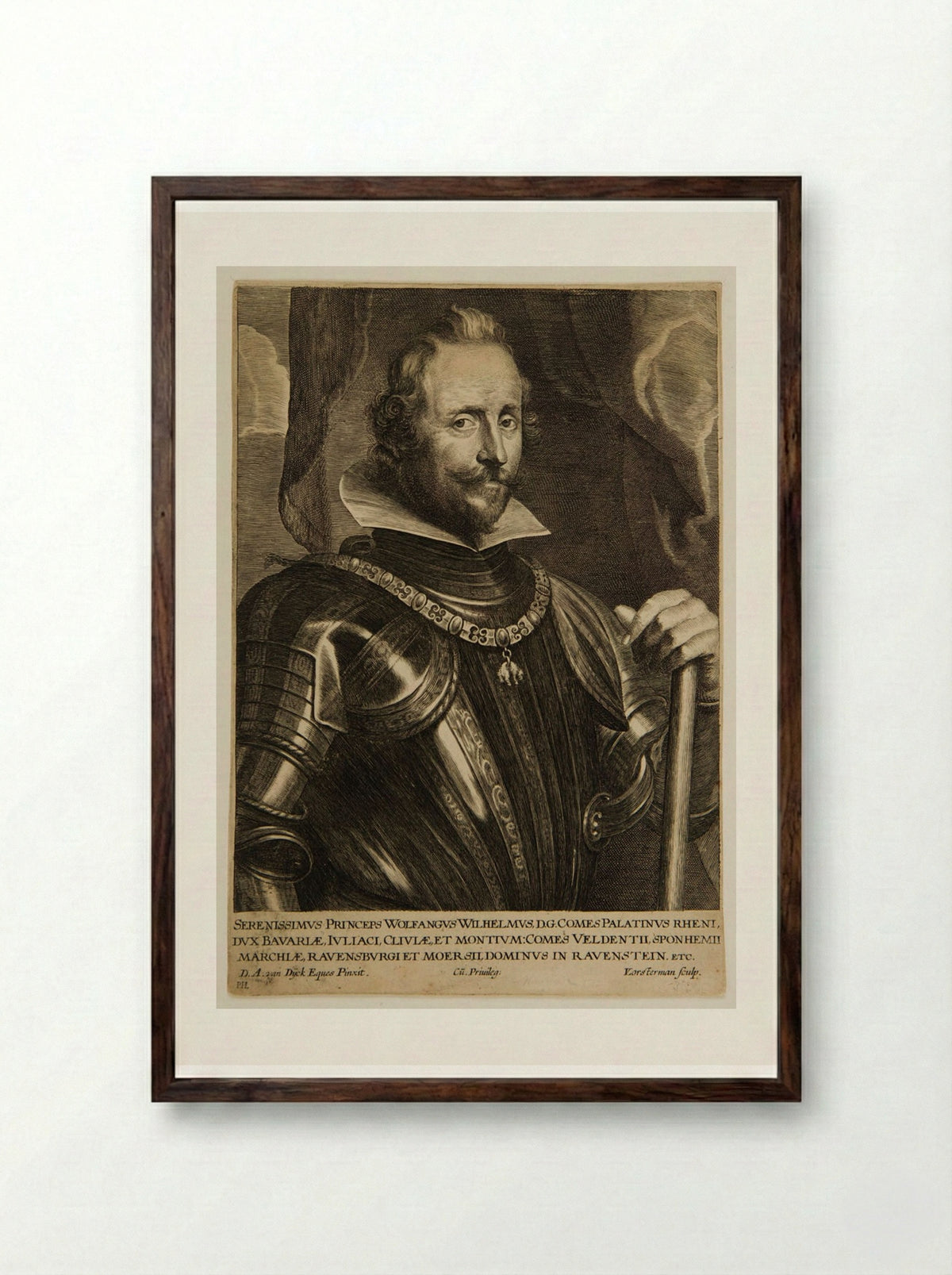 Wolfgang Wilhelm, Count Palatine of the Rhine - Lucas Vorsterman I - Framed Print Dark Wood