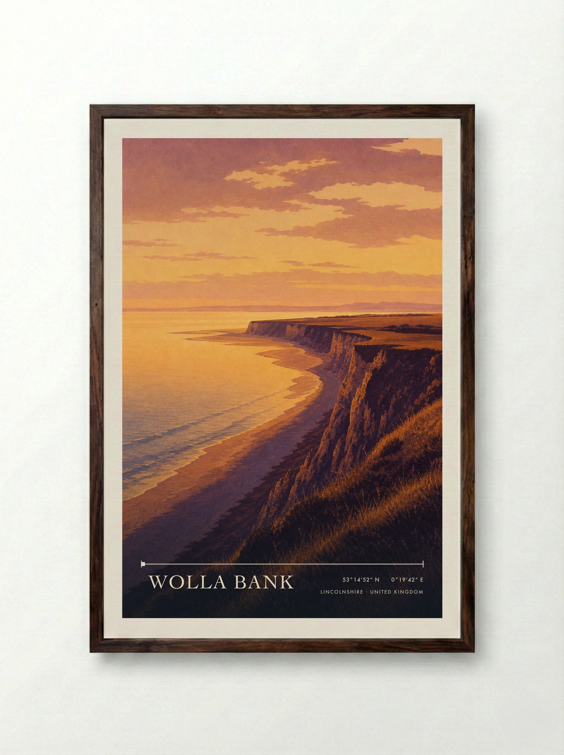 Wolla Bank Lincolnshire United Kingdom Travel Poster - Framed Print Dark Wood