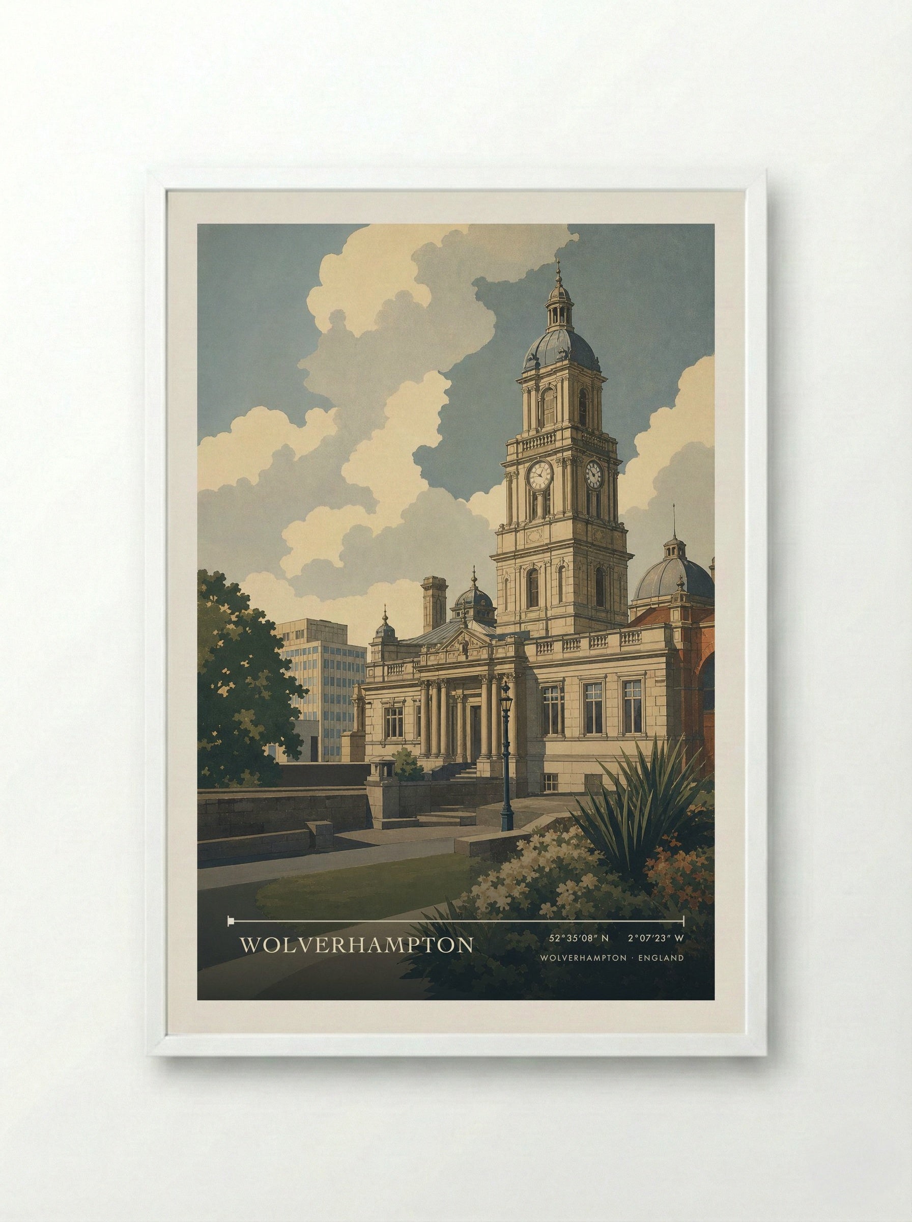 Wolverhampton England Travel Poster - Framed Print White