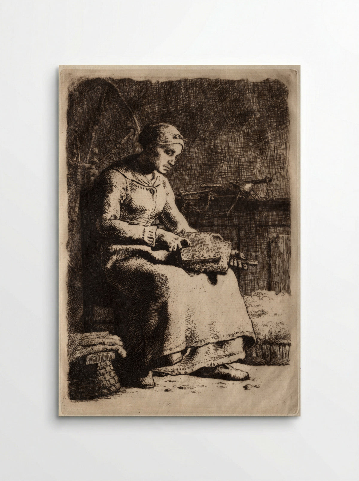 Woman Carding Wool - Jean-François Millet - Poster