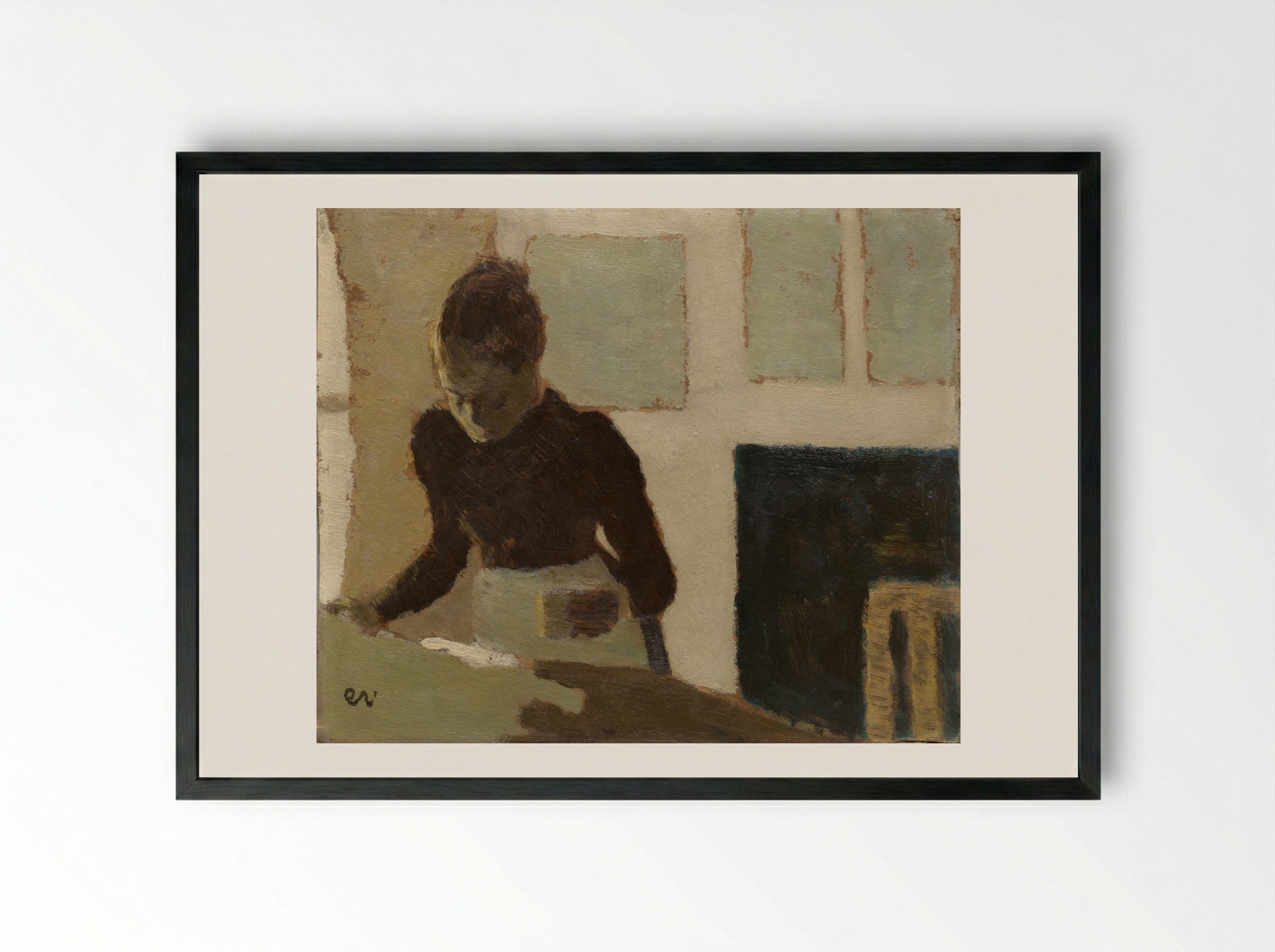 Woman Ironing - Édouard Vuillard - Framed Print Black