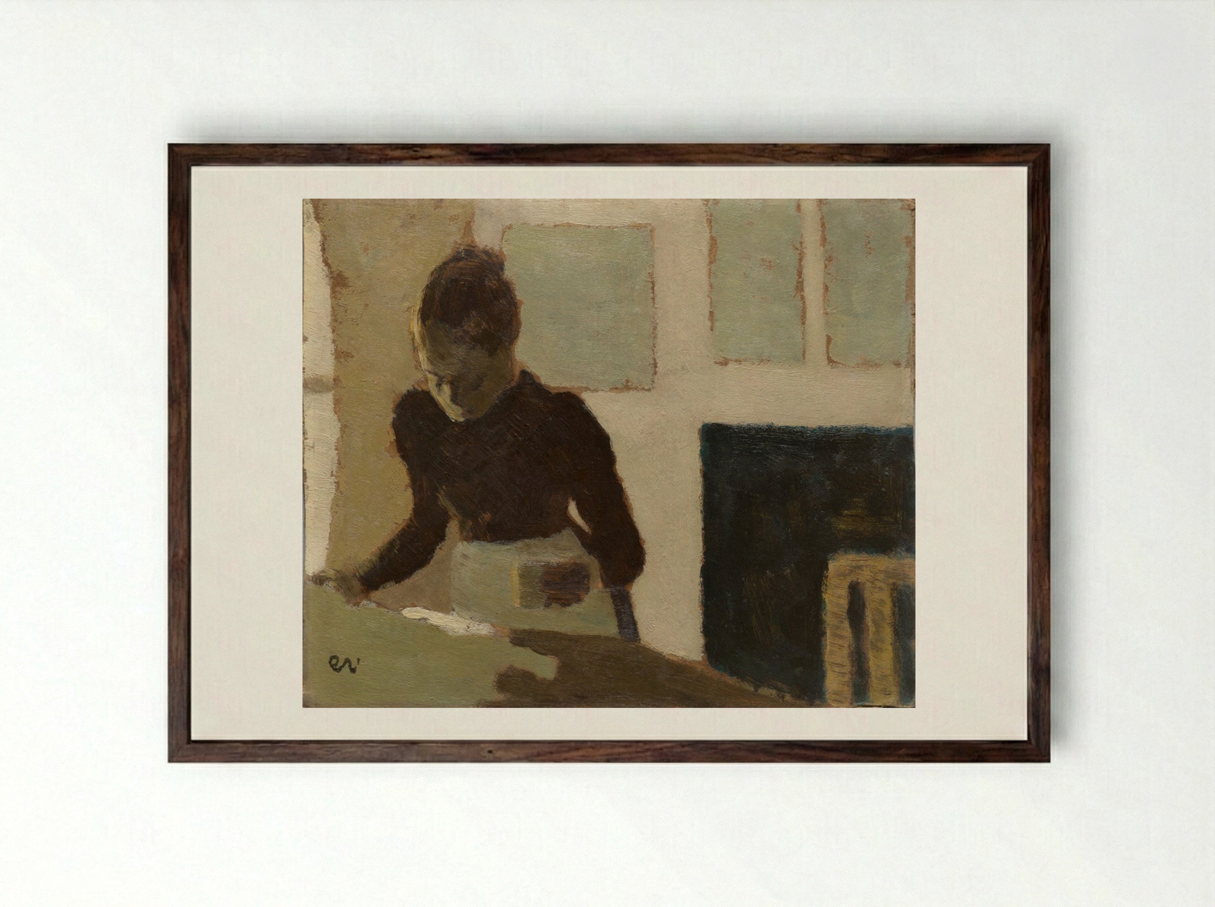 Woman Ironing - Édouard Vuillard - Framed Print Dark Wood