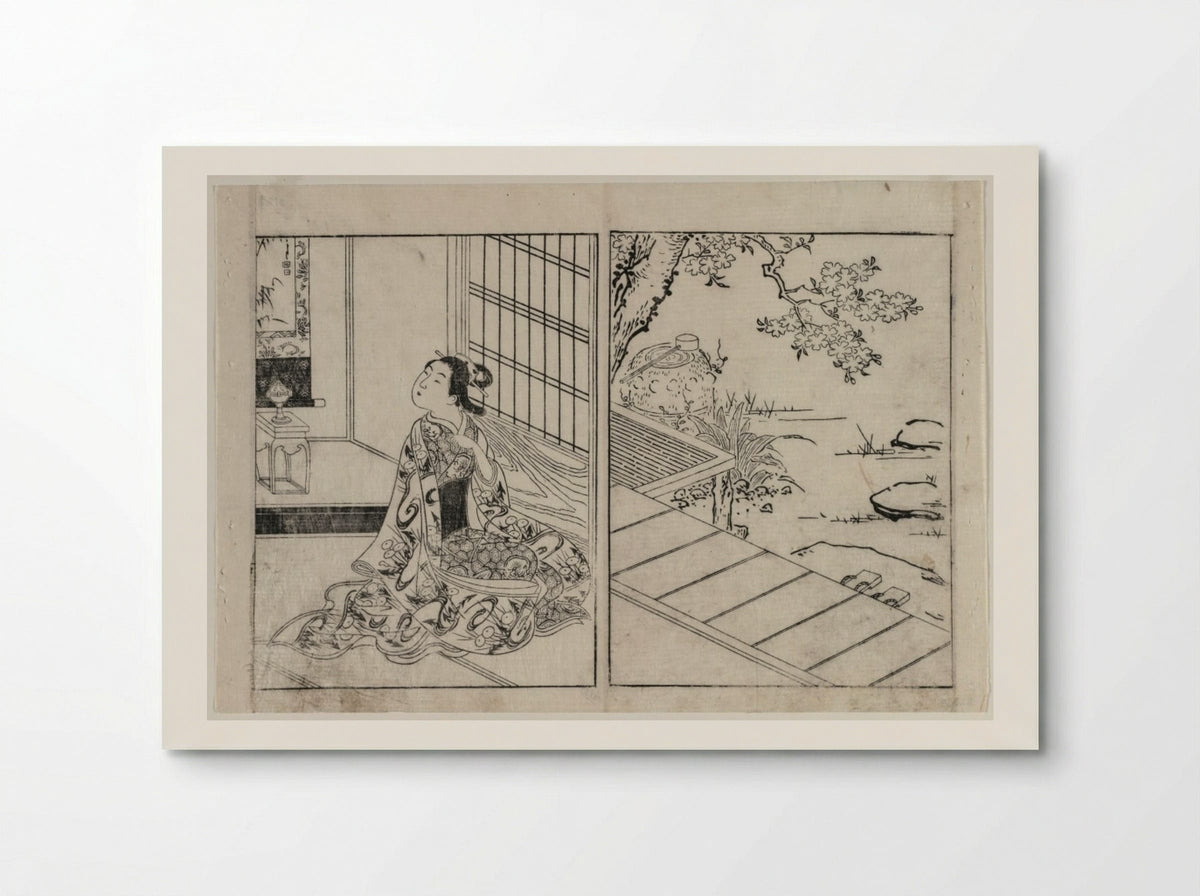 Woman Looking at a Hanging Scroll - Nishikawa Sukenobu - Poster