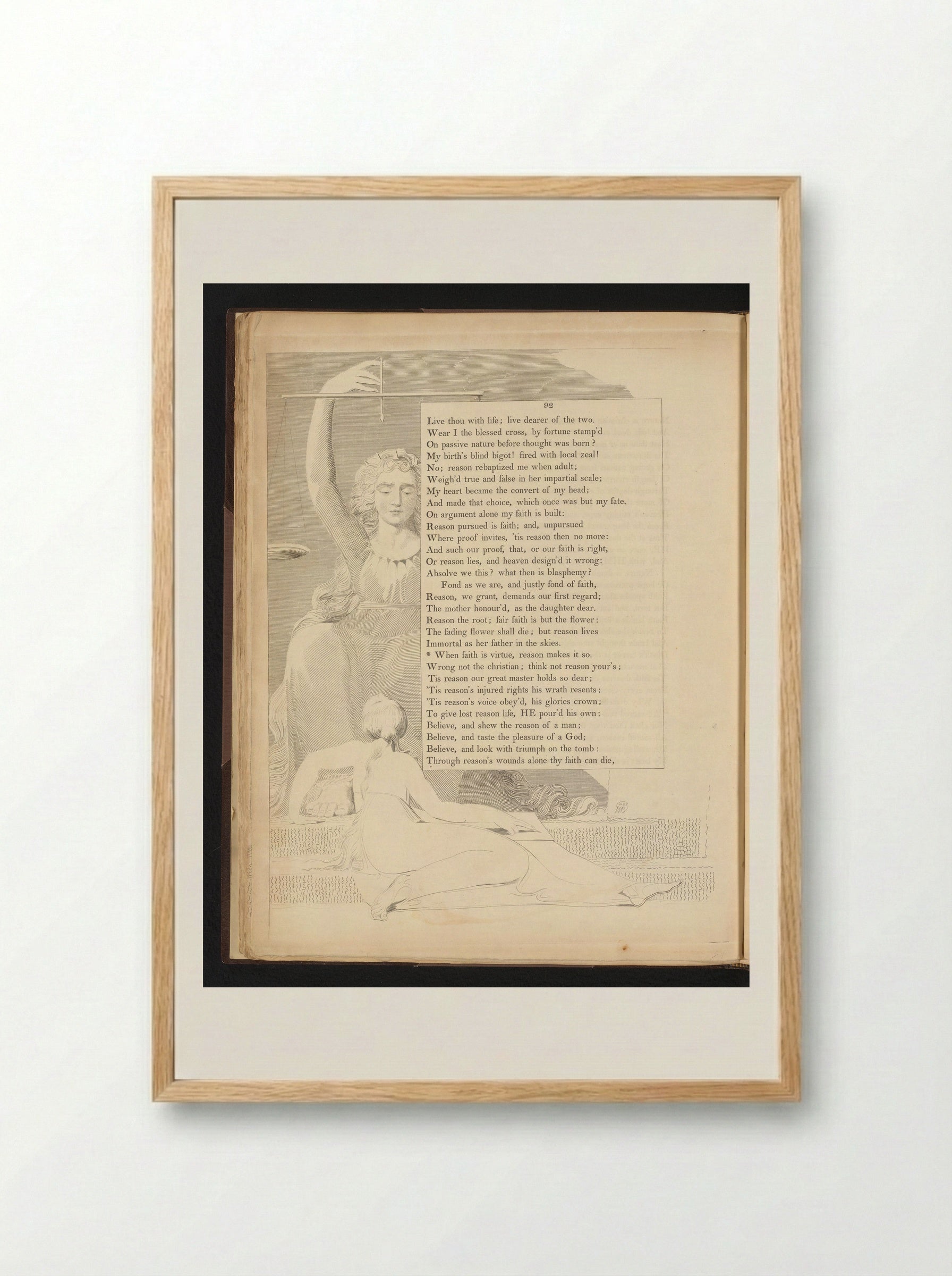 Woman Observing the Personification of Justice - Edward Young - Framed Print Wood