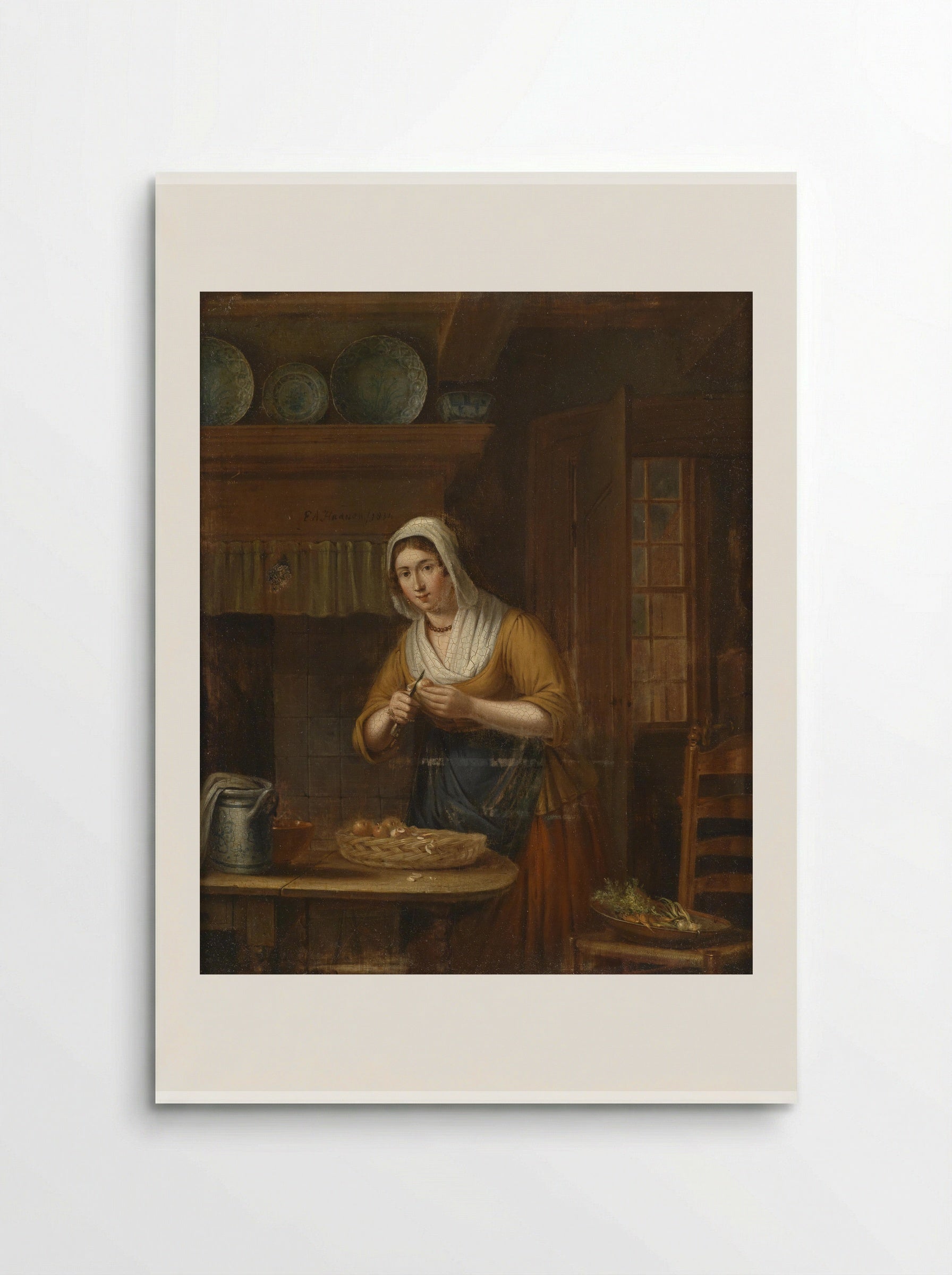 Woman Peeling Apples in a Kitchen - Elisabeth Alida Haanen - Poster