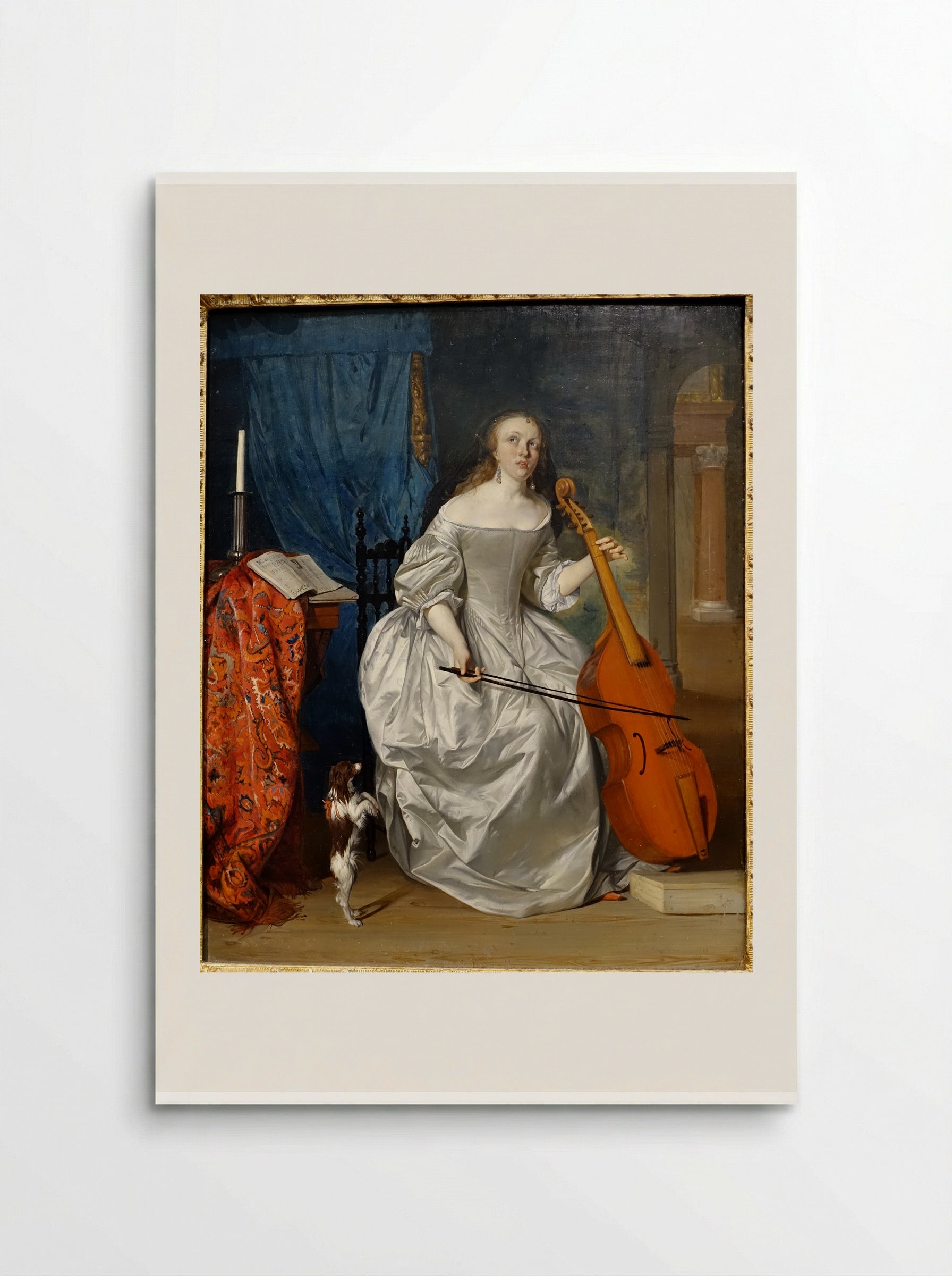 Woman Playing a Viola de Gamba - Gabriel Metsu - Poster