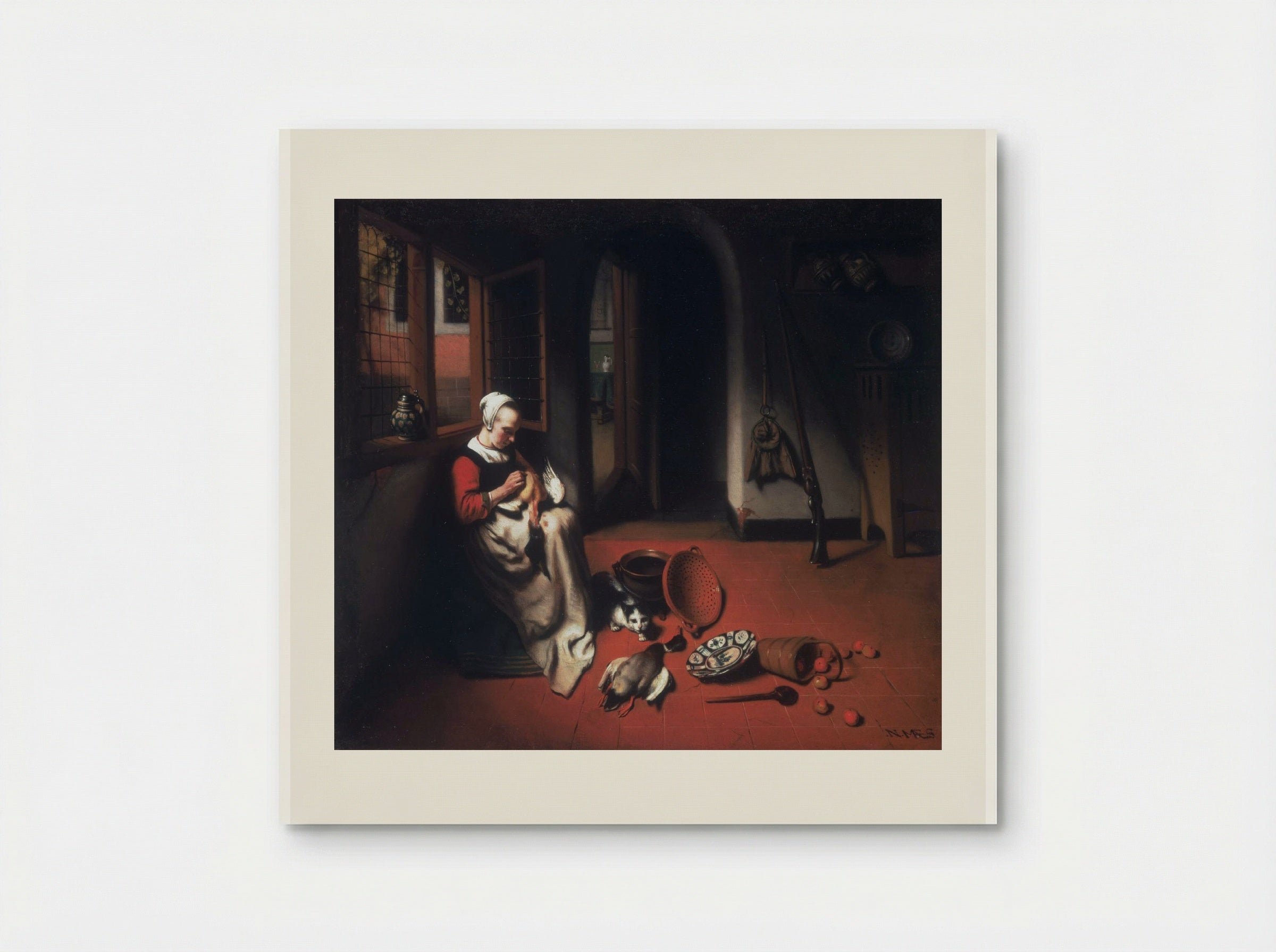 Woman Plucking a Duck - Nicolaes Maes - Poster