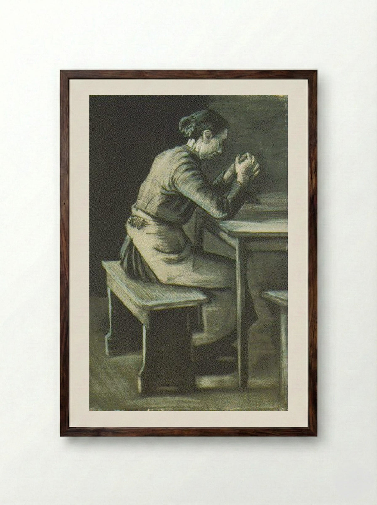 Woman Praying - Vincent van Gogh - Framed Print Dark Wood