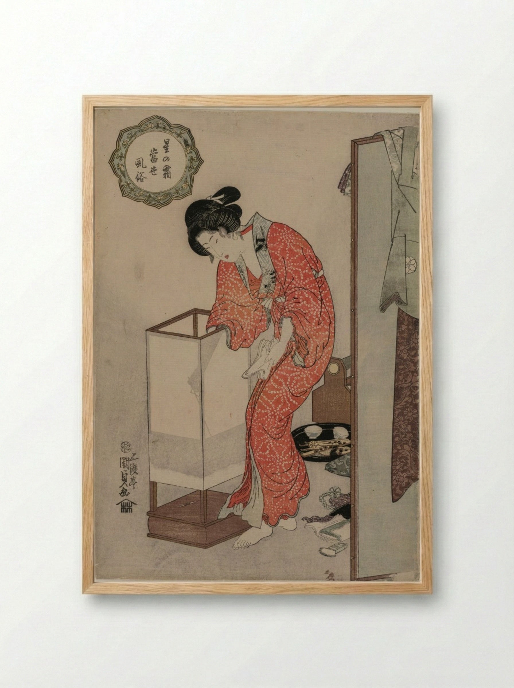 Woman Putting Out a Light - Utagawa Kunisada - Framed Print Wood