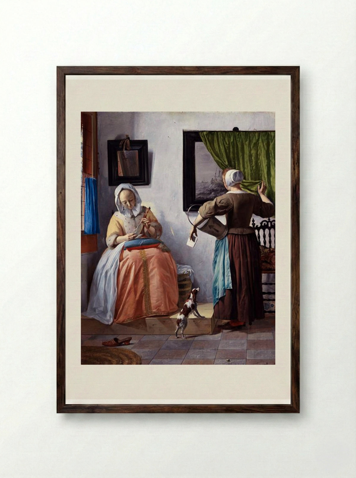 Woman Reading a Letter - Gabriel Metsu - Framed Print Dark Wood