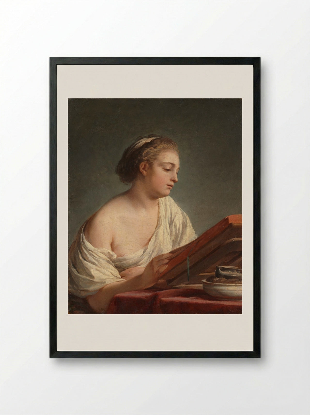 Woman Reading - Nicolas-Bernard Lépicié - Framed Print Black