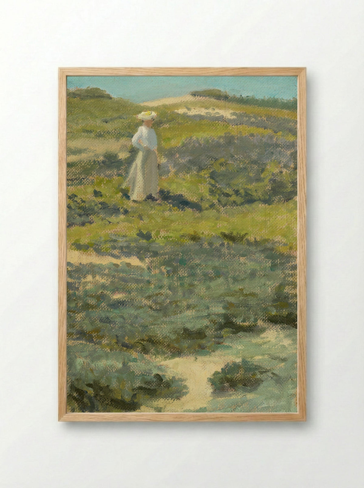 Woman Standing in a Landscape - William Merritt Chase - Framed Print Wood