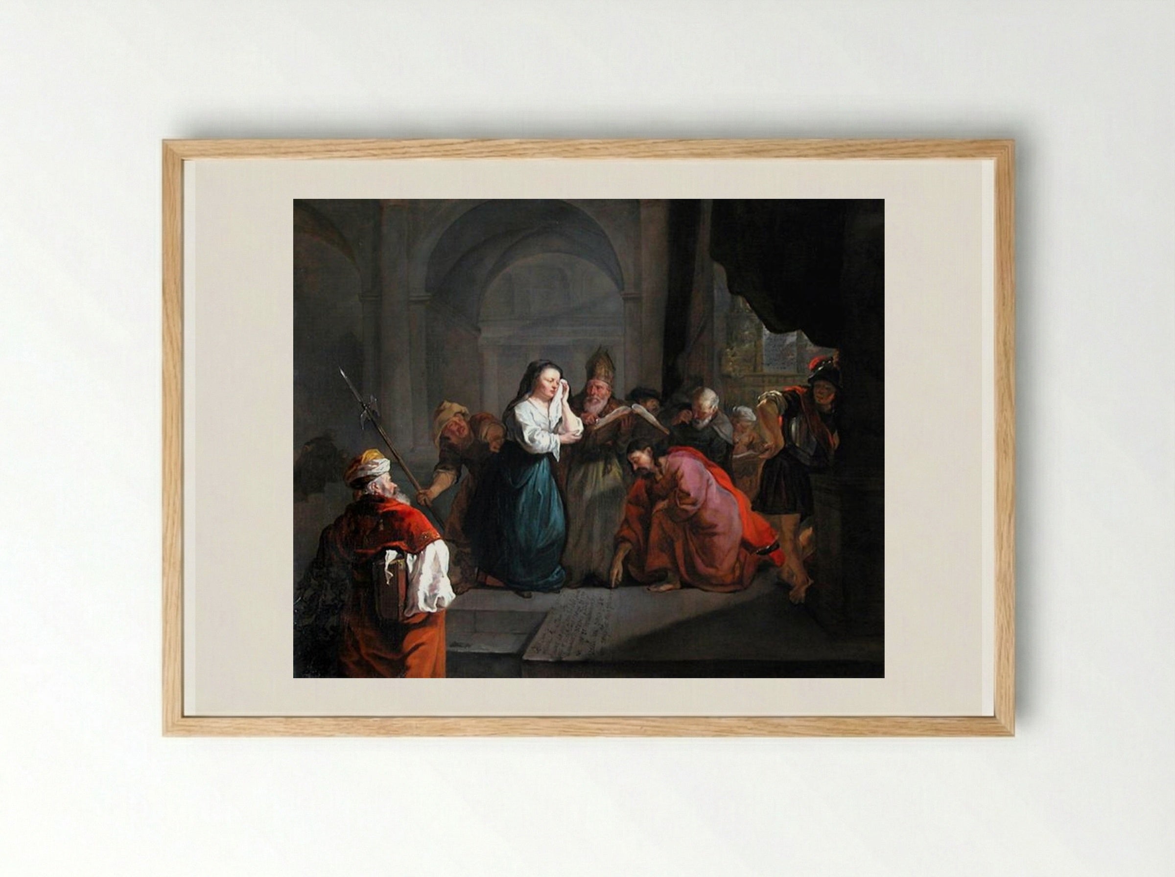 Woman Taken in Adultery - Gabriel Metsu - Framed Print Wood