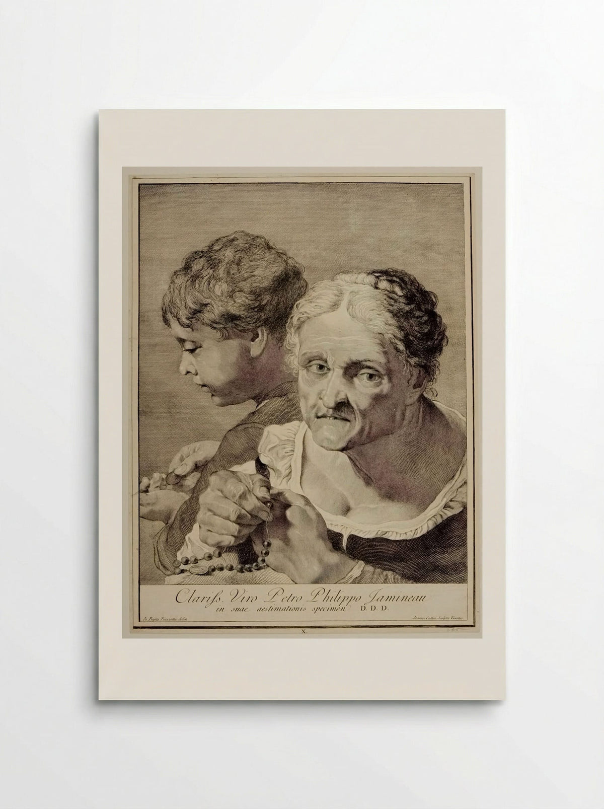 Woman Telling Beads and Boy Counting Money - Giovanni Cattini - Poster