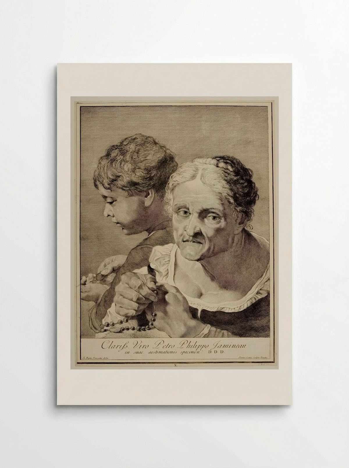 Woman Telling Beads and Boy Counting Money - Giovanni Cattini - Poster