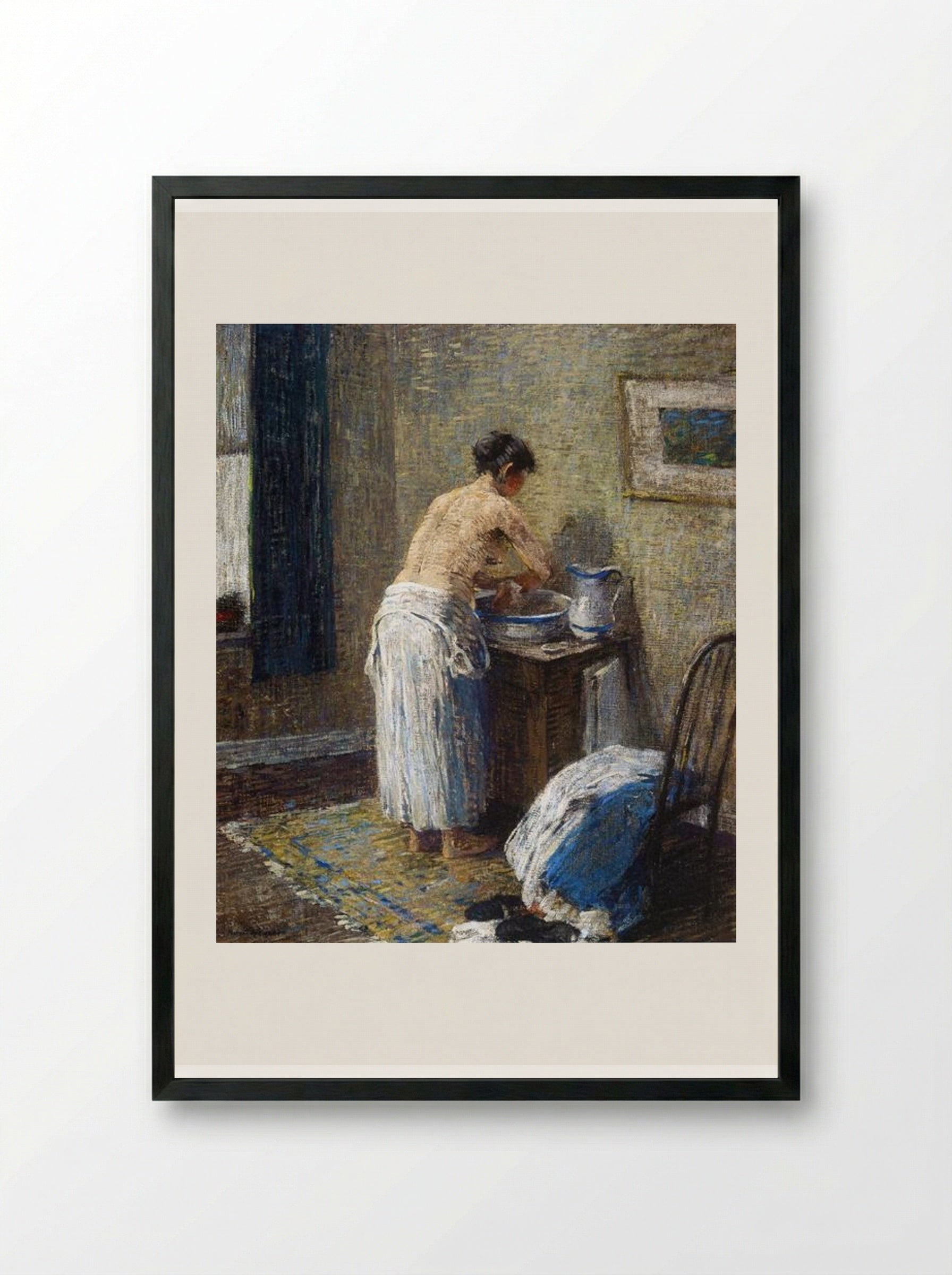 Woman Washing - Robert Spencer - Framed Print Black