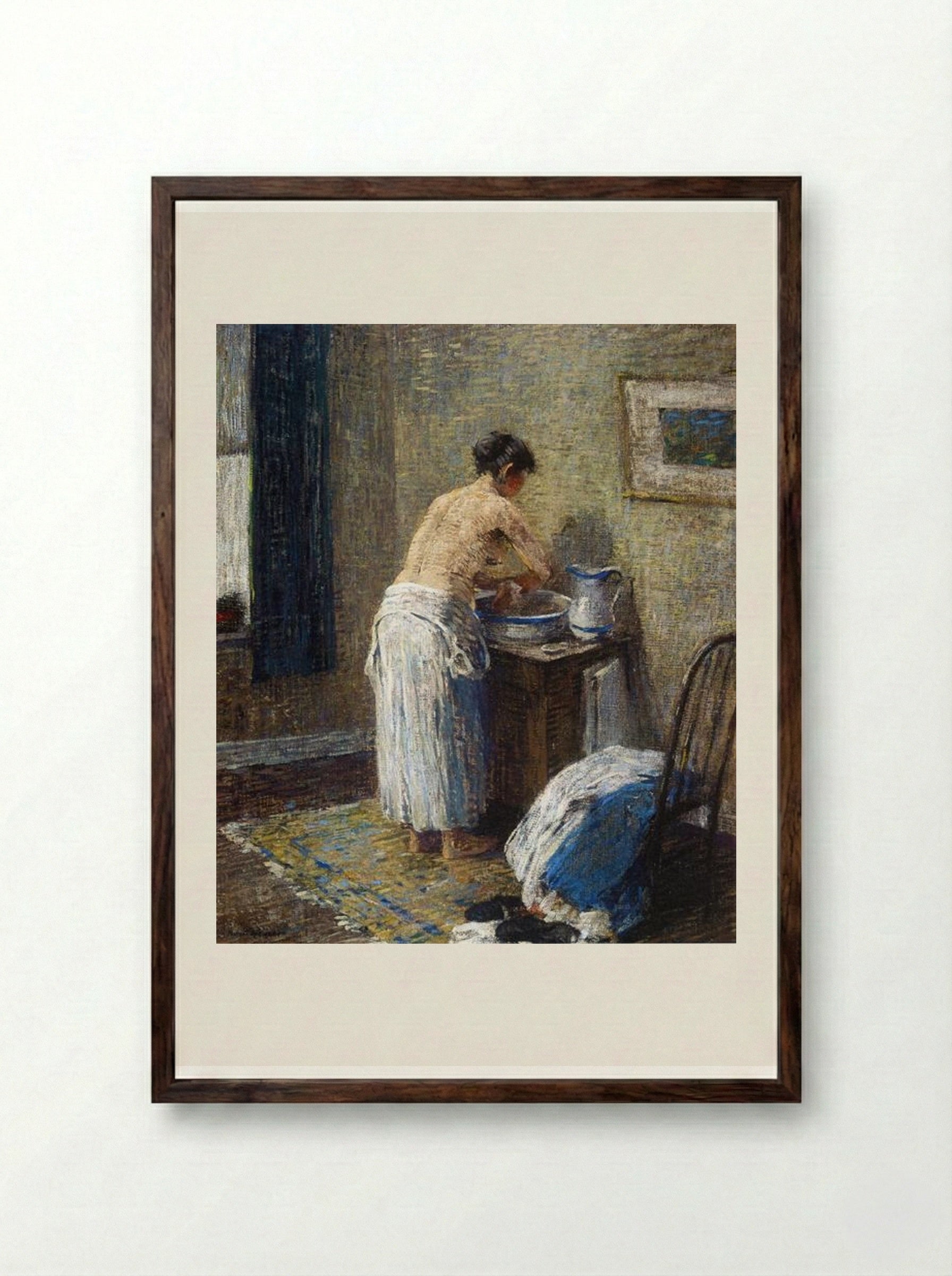 Woman Washing - Robert Spencer - Framed Print Dark Wood