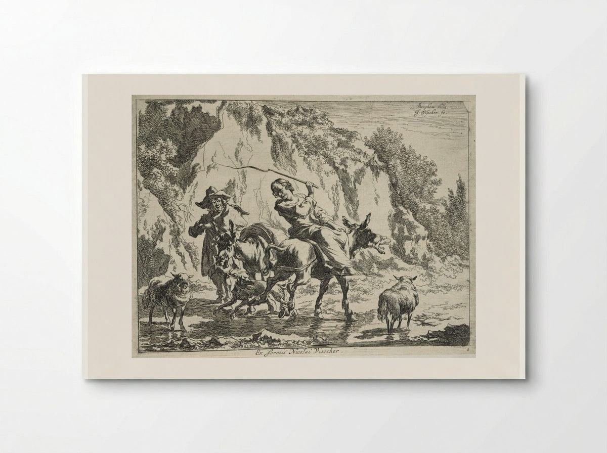 Woman Whipping her Donkey - Cornelis Visscher - Poster
