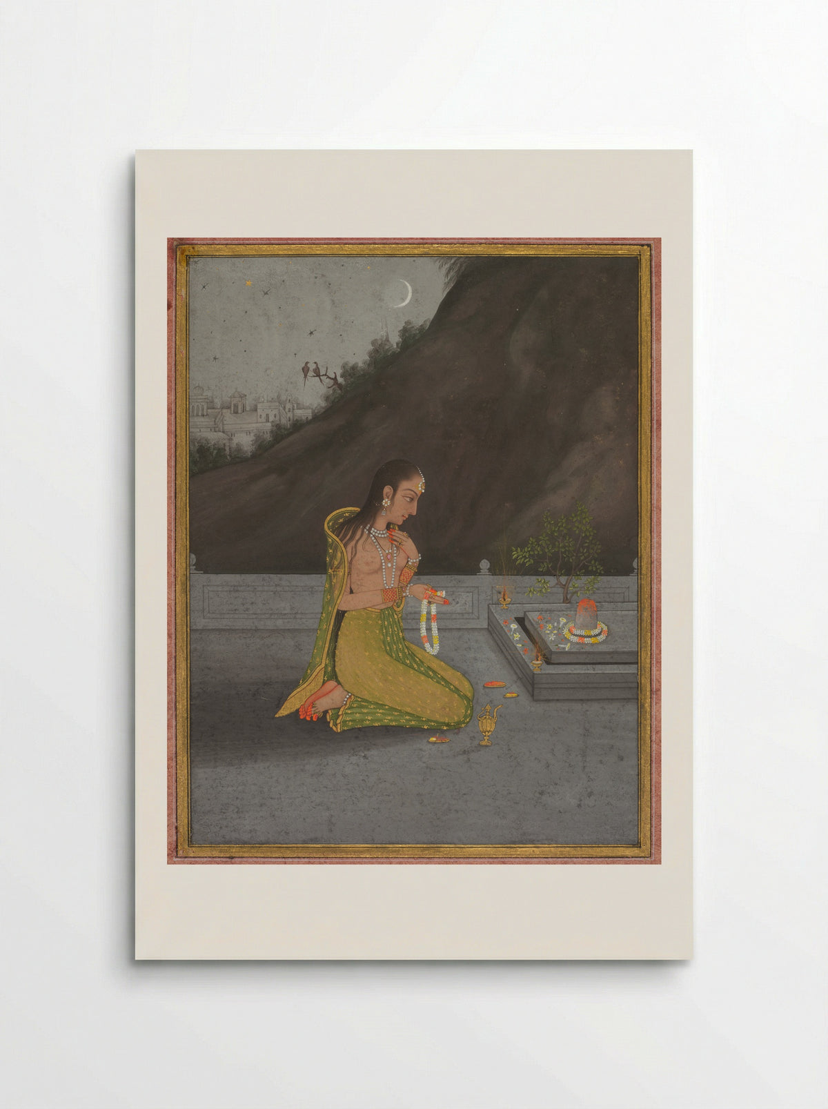 Woman Worshipping at a Shiva Lingam - Ahmad al-Husaini - Poster