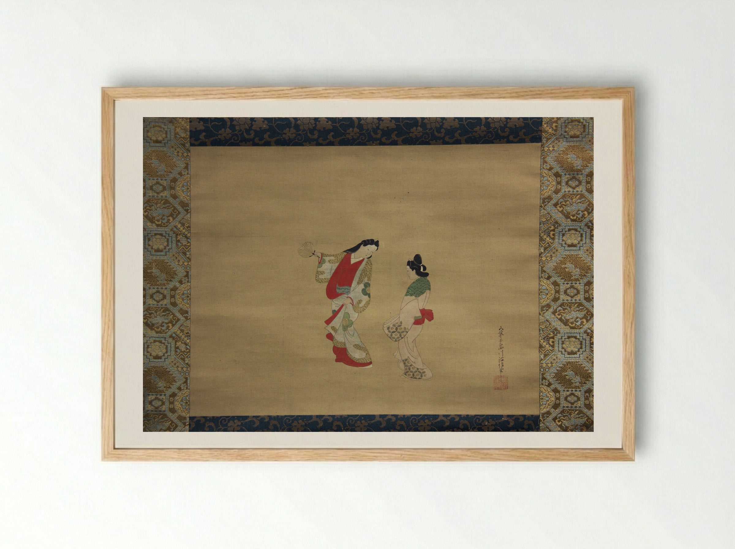 Woman and Attendant - Nishikawa Sukenobu - Framed Print Wood