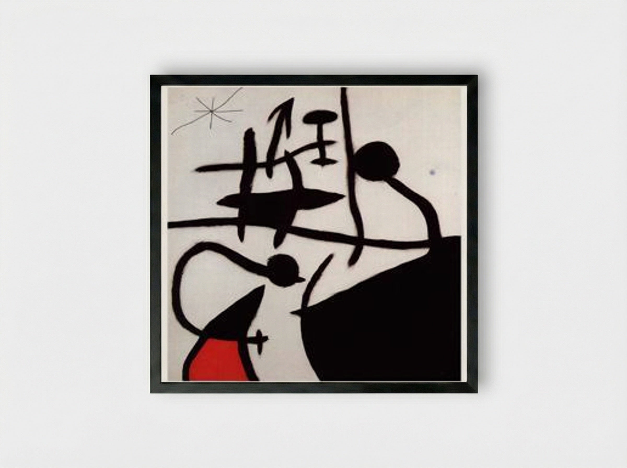 Woman and Birds in the Night - Joan Miró - Framed Print Black