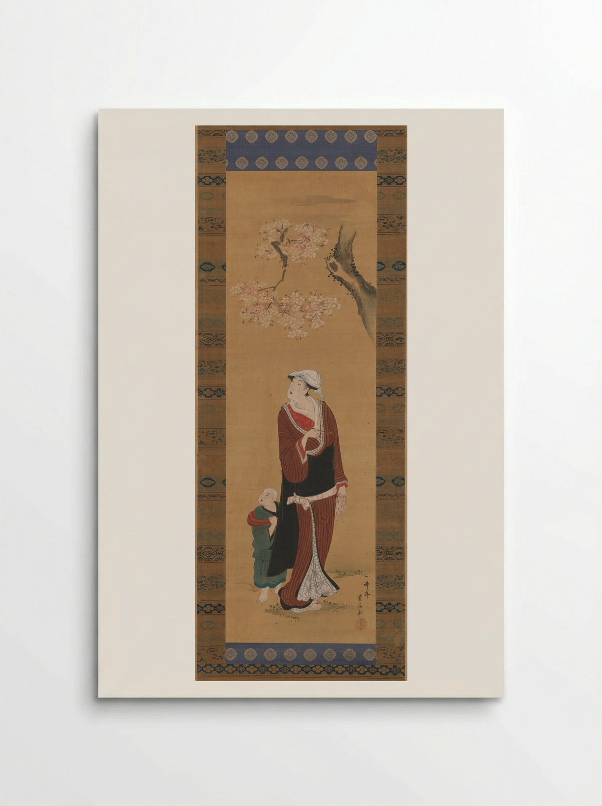 Woman and Child Beneath Cherry Blossoms - Utagawa Toyohiro - Poster