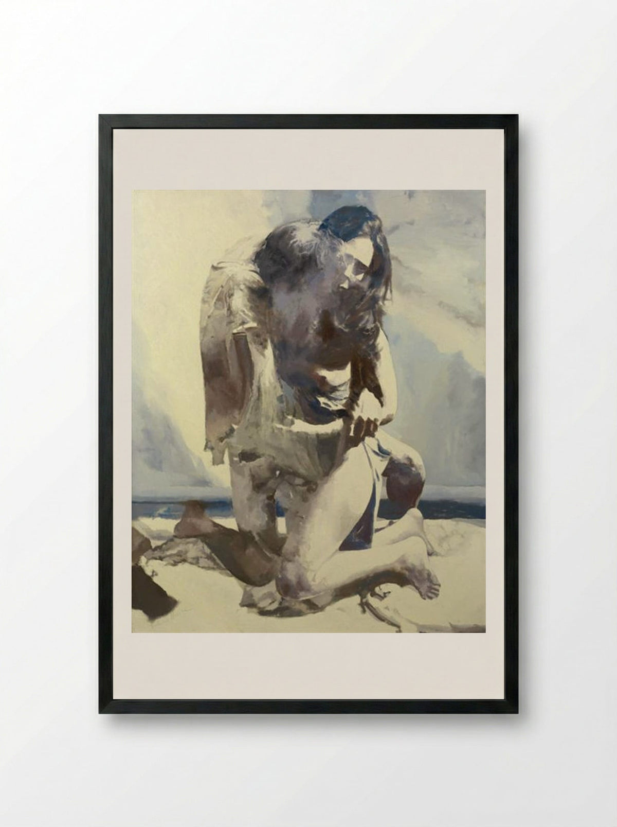 Woman and Man by the Sea - Balcomb Greene - Framed Print Black