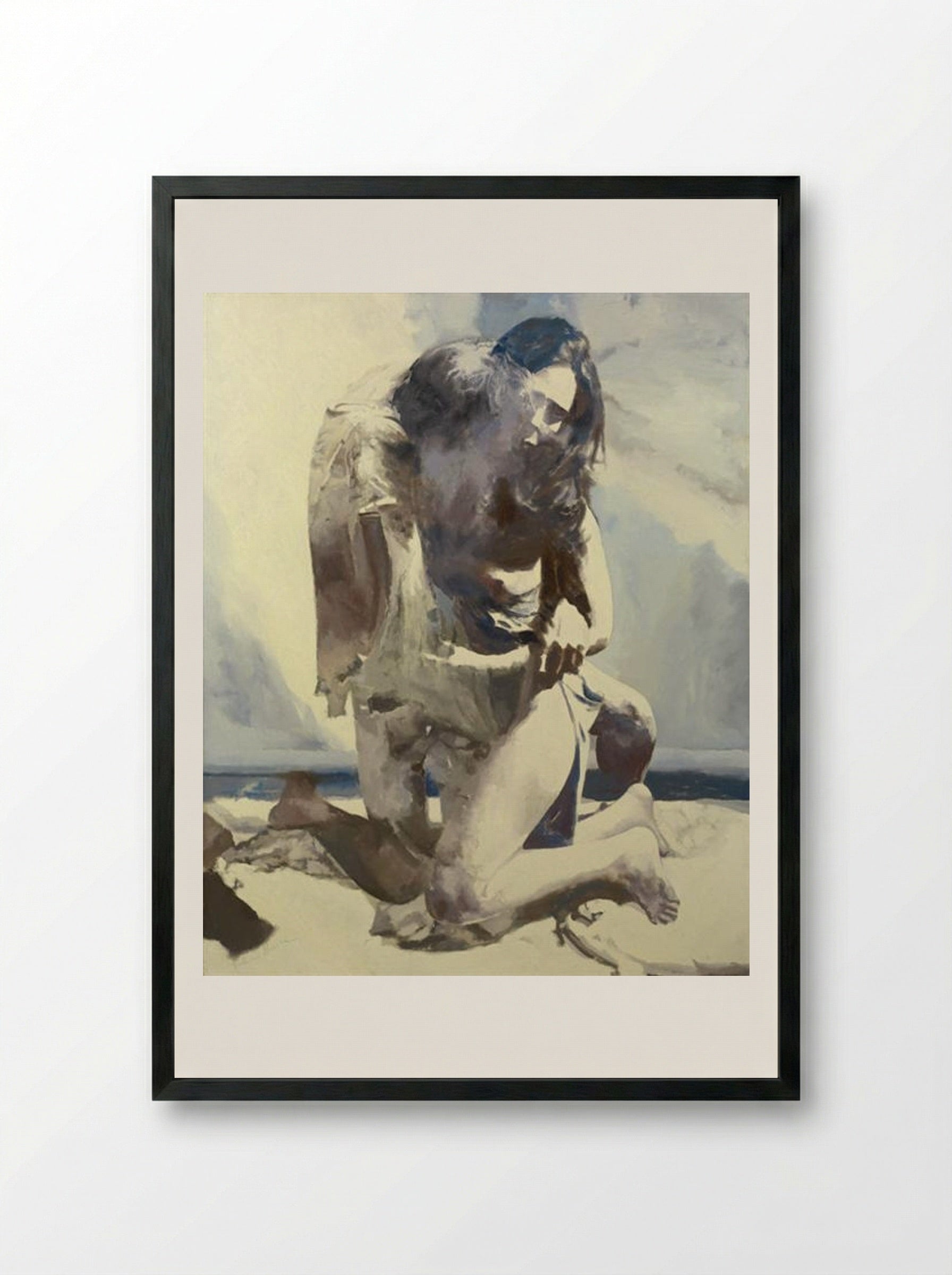 Woman and Man by the Sea - Balcomb Greene - Framed Print Black