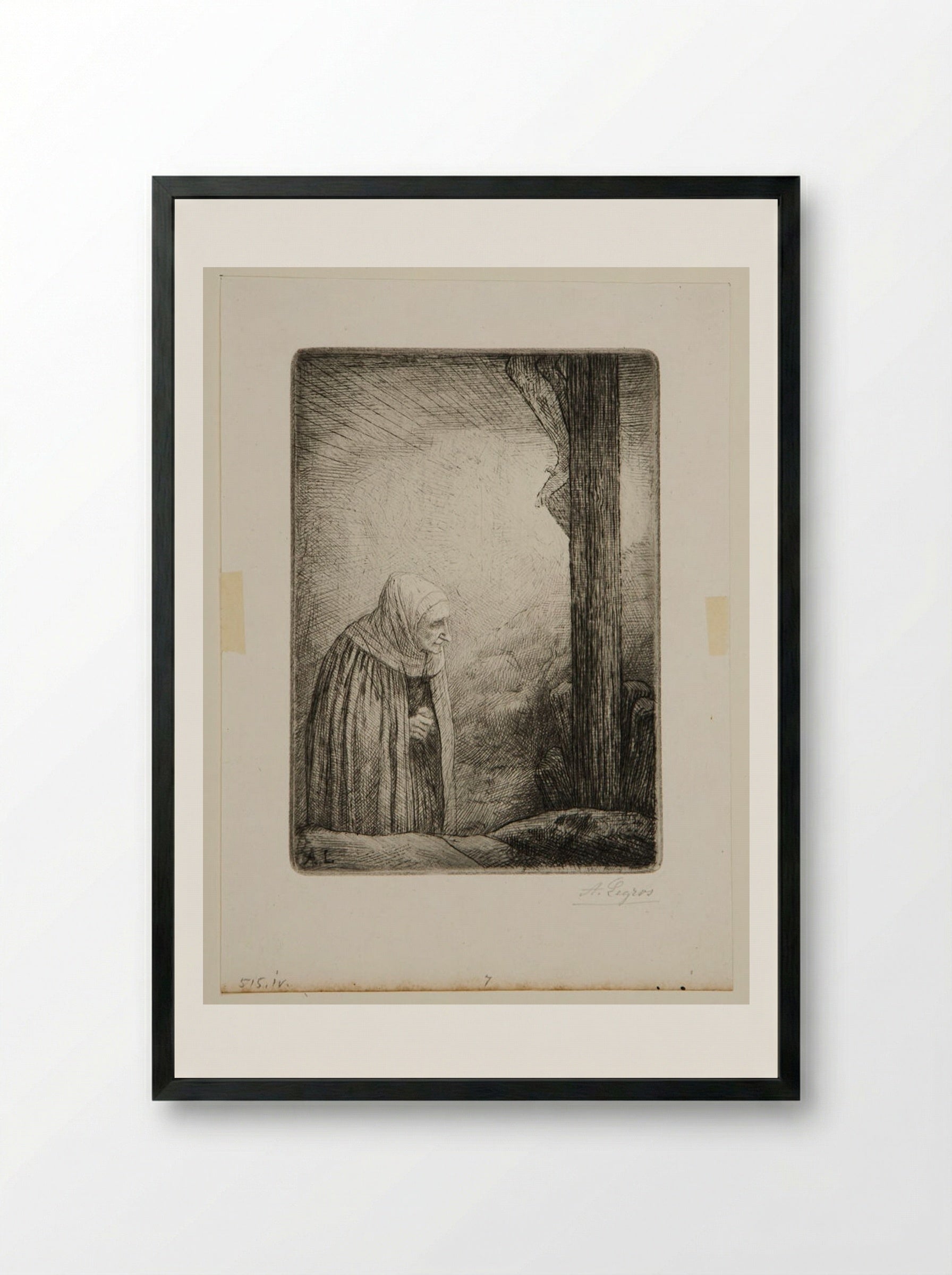 Woman at Calvary - Alphonse Legros - Framed Print Black