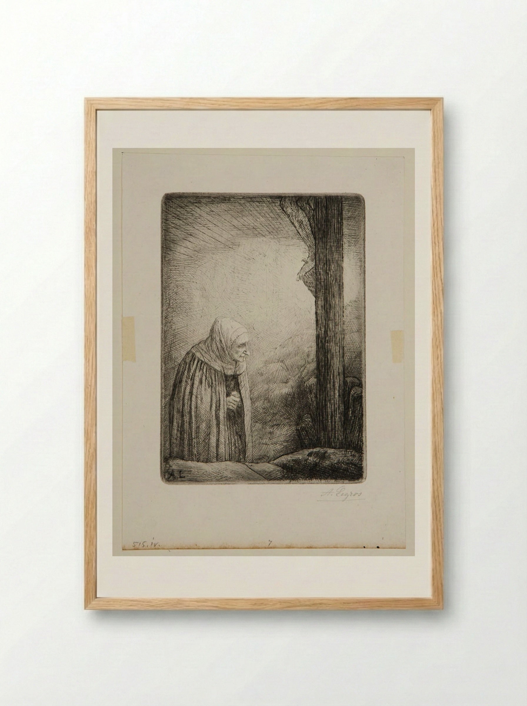 Woman at Calvary - Alphonse Legros - Framed Print Wood
