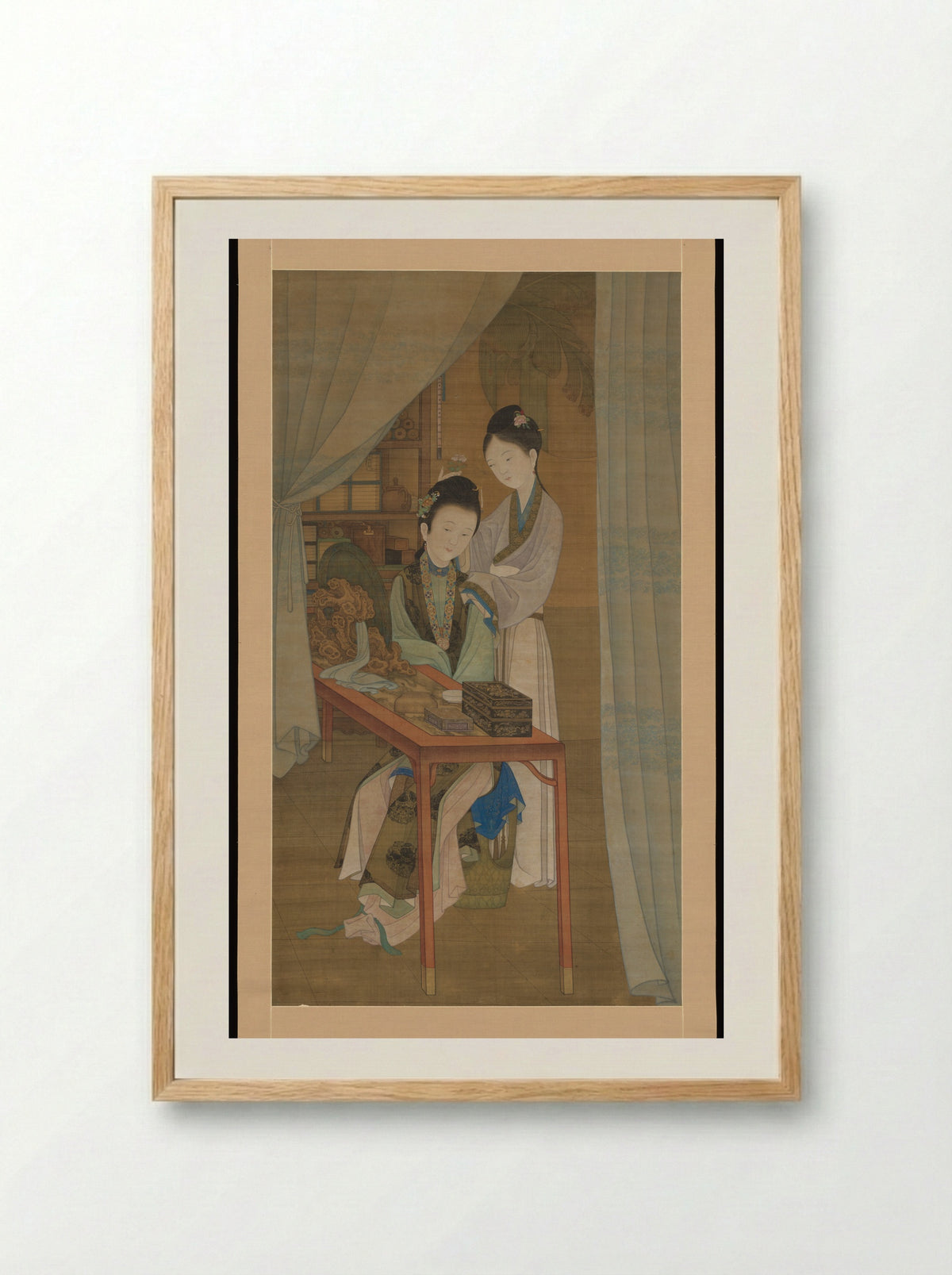 Woman at her dressing table - Leng Mei - Framed Print Wood