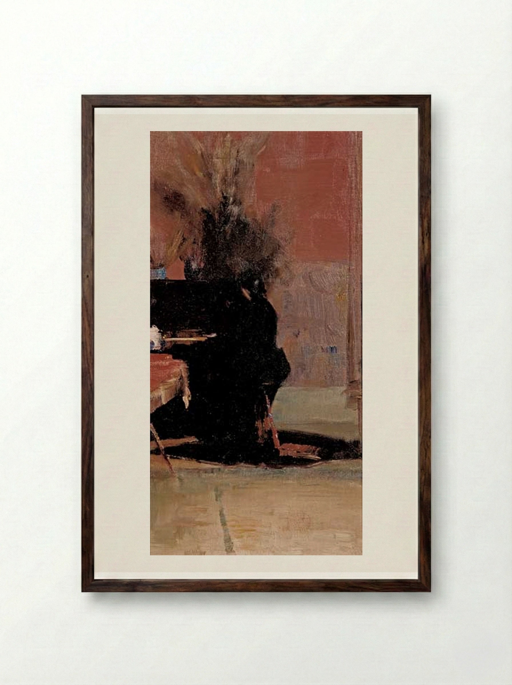 Woman at the Piano - Tom Roberts - Framed Print Dark Wood
