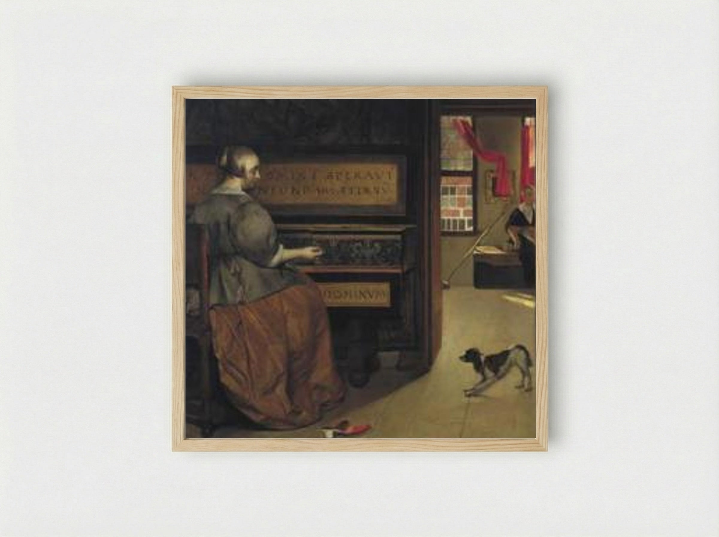 Woman at the Virginals - Gabriel Metsu - Framed Print Wood