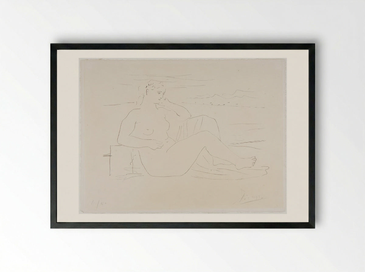 Woman beside the Sea - Pablo Picasso - Framed Print Black