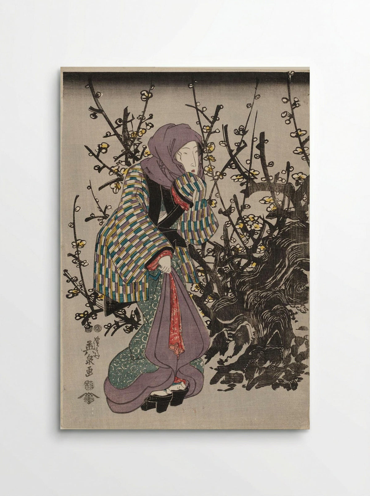 Woman by Plum Tree at Night - Keisai Eisen - Poster