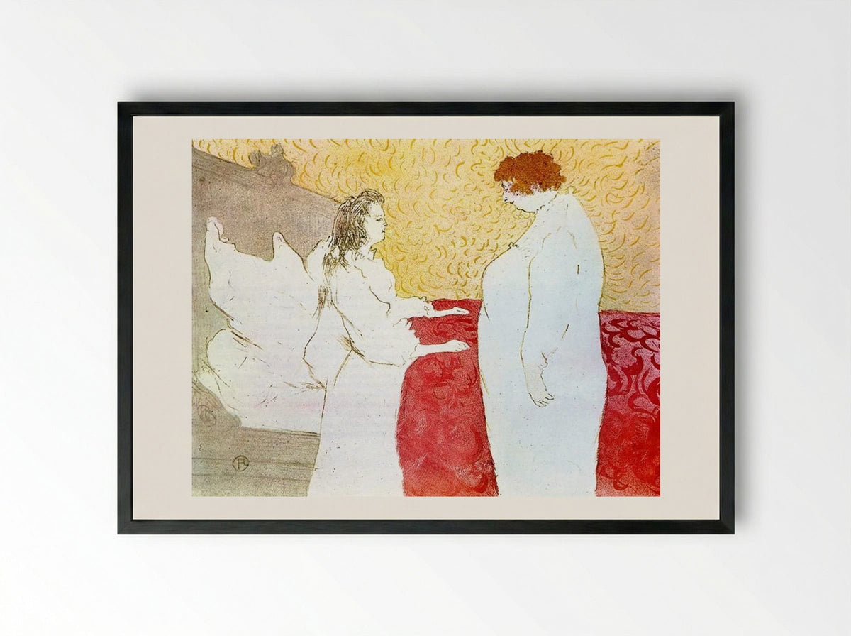 Woman in Bed, Profile, Getting Up - Henri de Toulouse-Lautrec - Framed Print Black