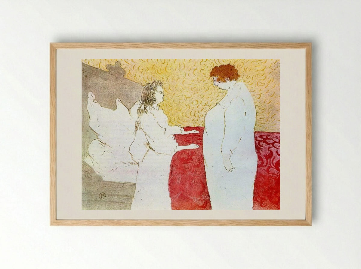 Woman in Bed, Profile, Getting Up - Henri de Toulouse-Lautrec - Framed Print Wood