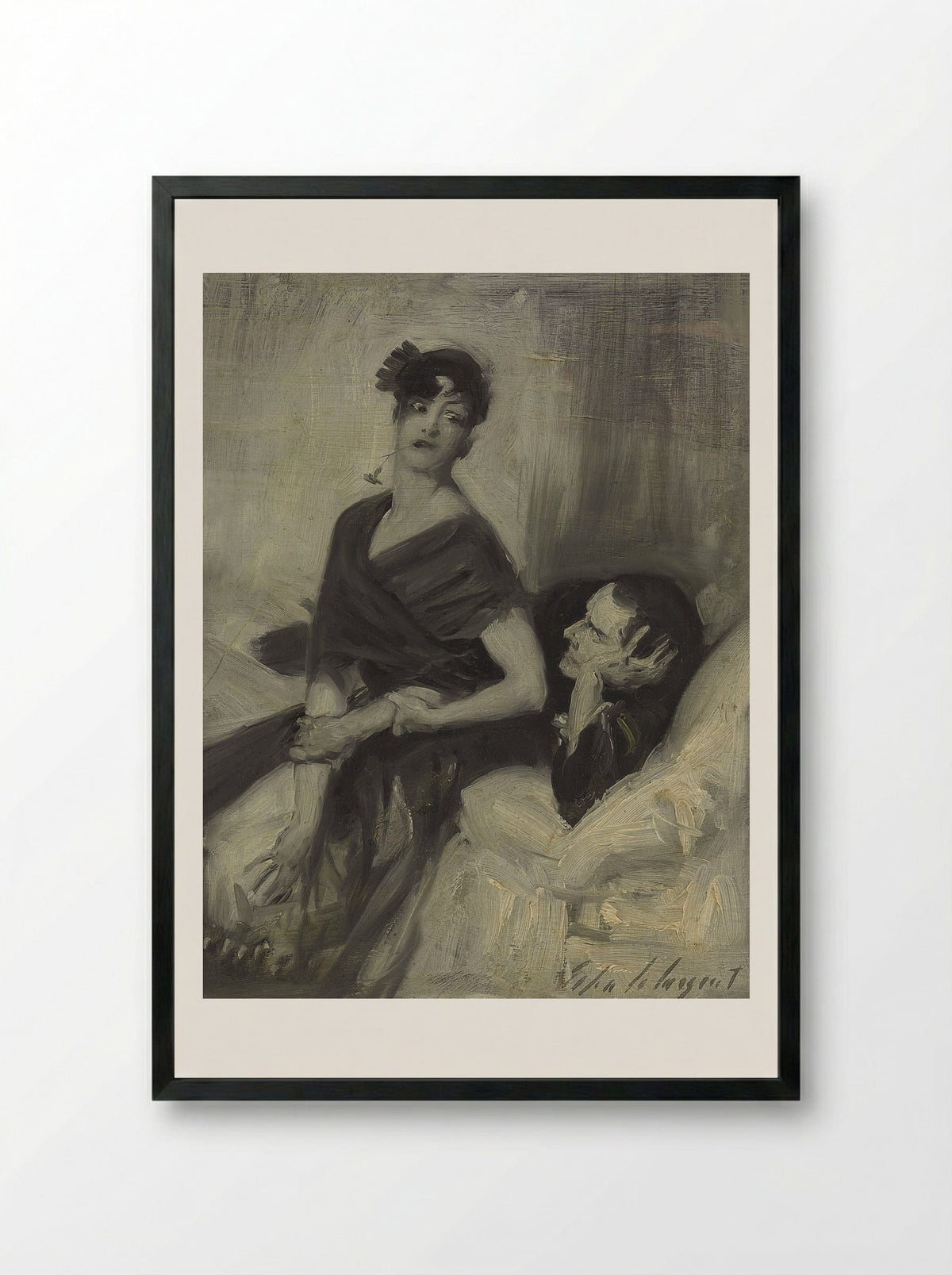 Woman in Bed - John Singer Sargent - Framed Print Black