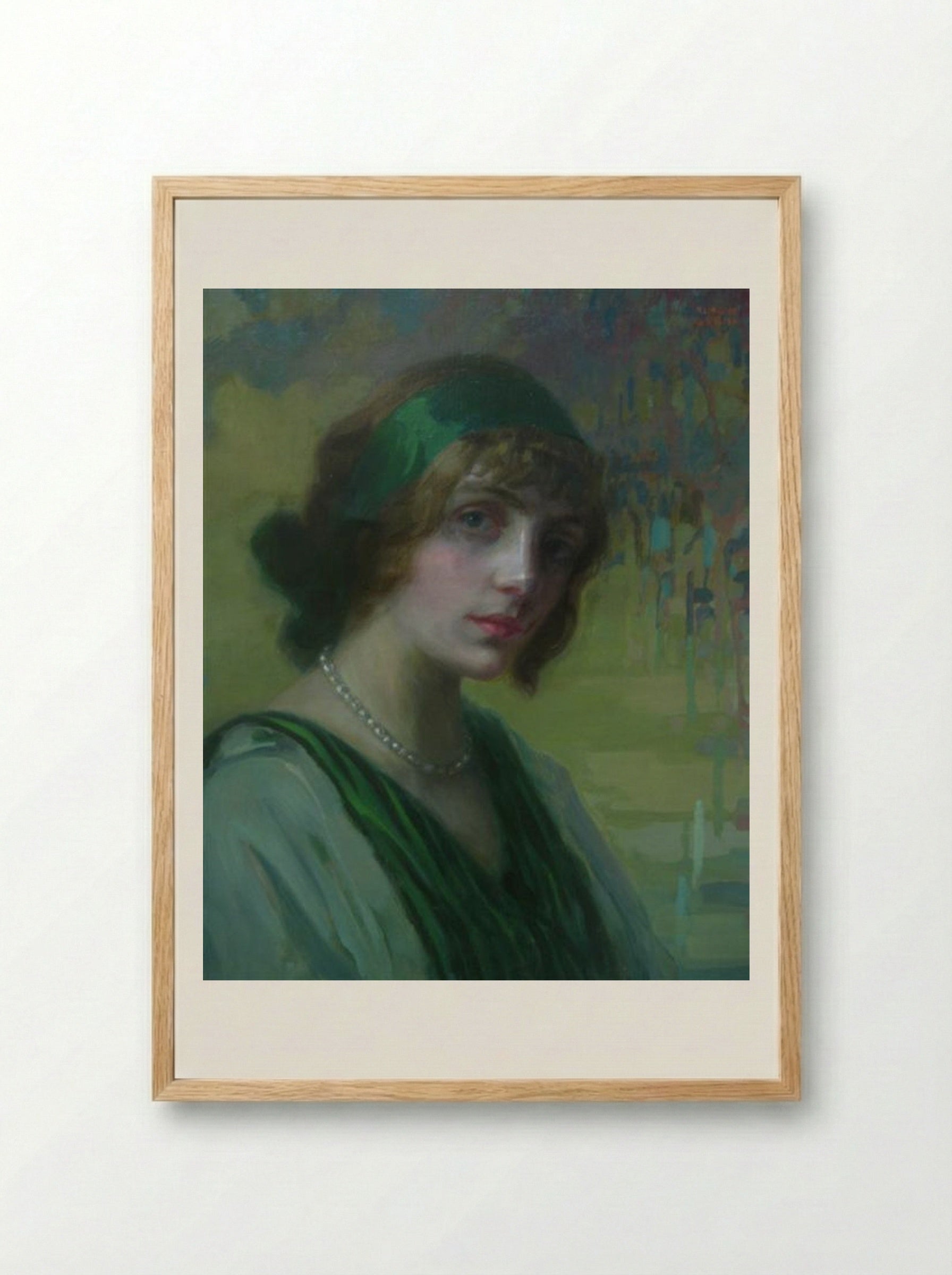 Woman in Green - Kimon Loghi - Framed Print Wood